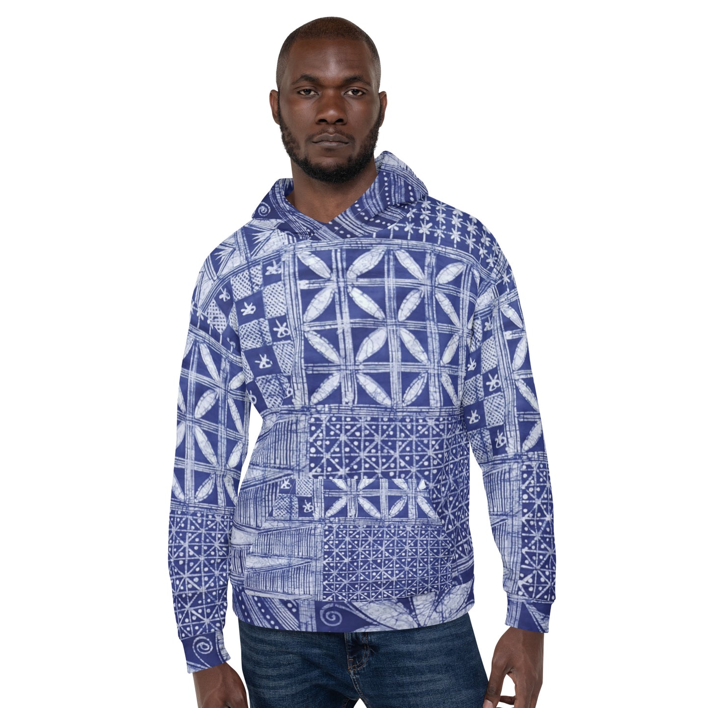 Blue African Adire Unisex Hoodie