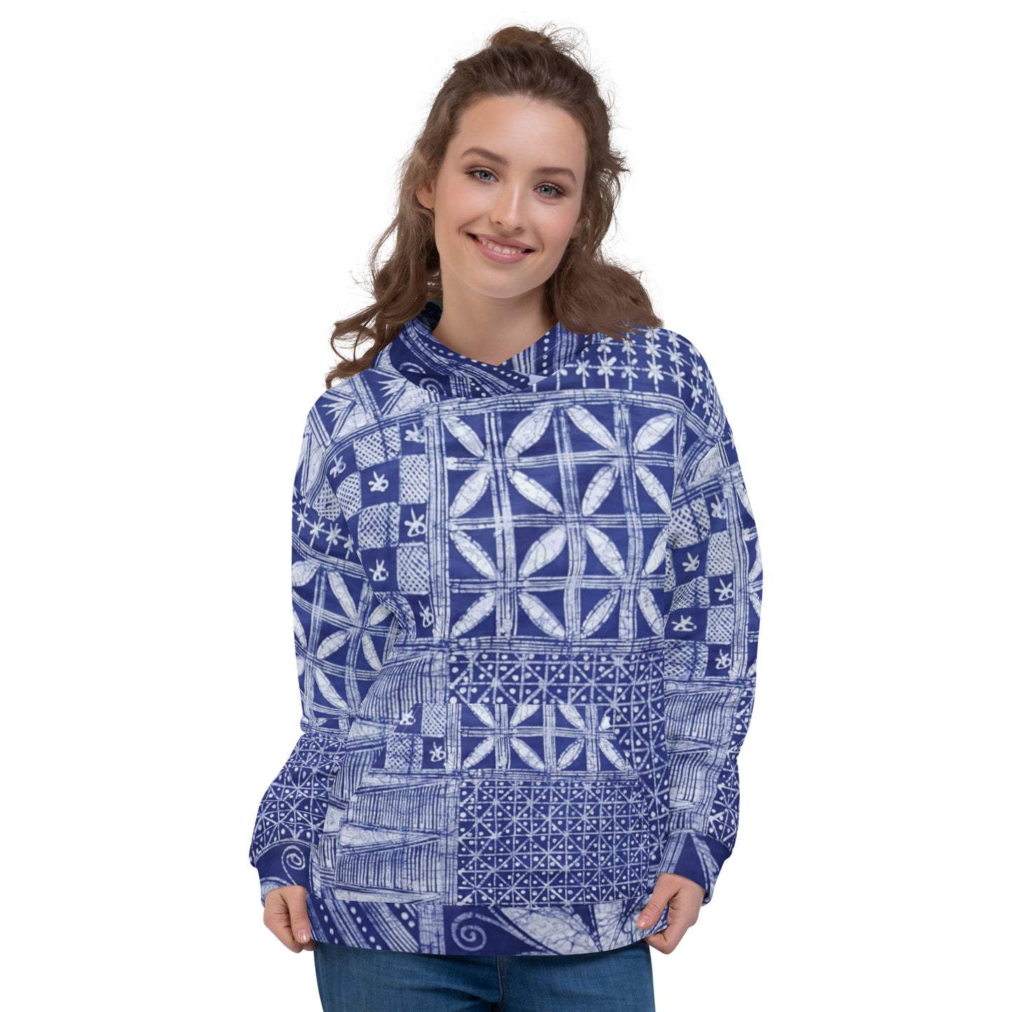 Blue African Adire Unisex Hoodie