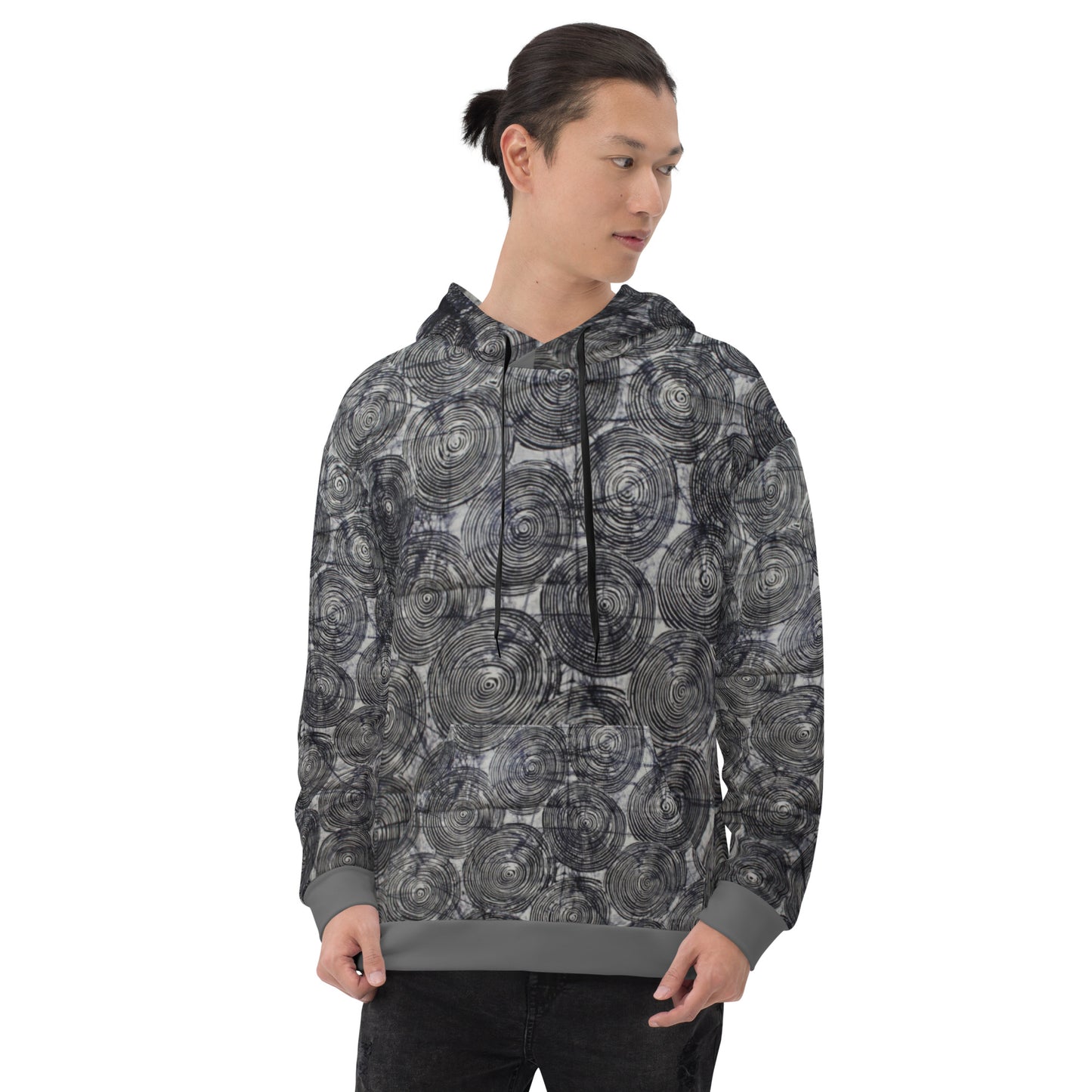 Black Swirls Adire Unisex Hoodie