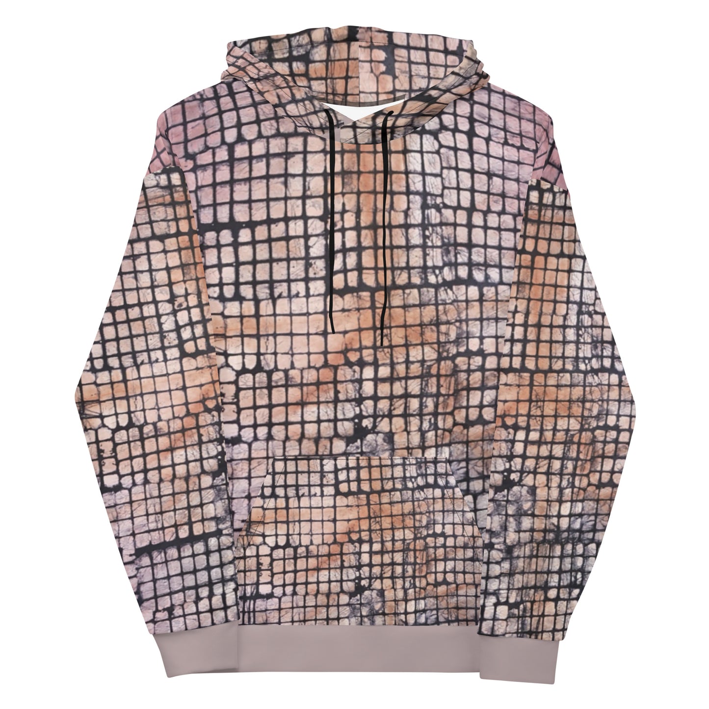 Pink Checked Adire Unisex Hoodie