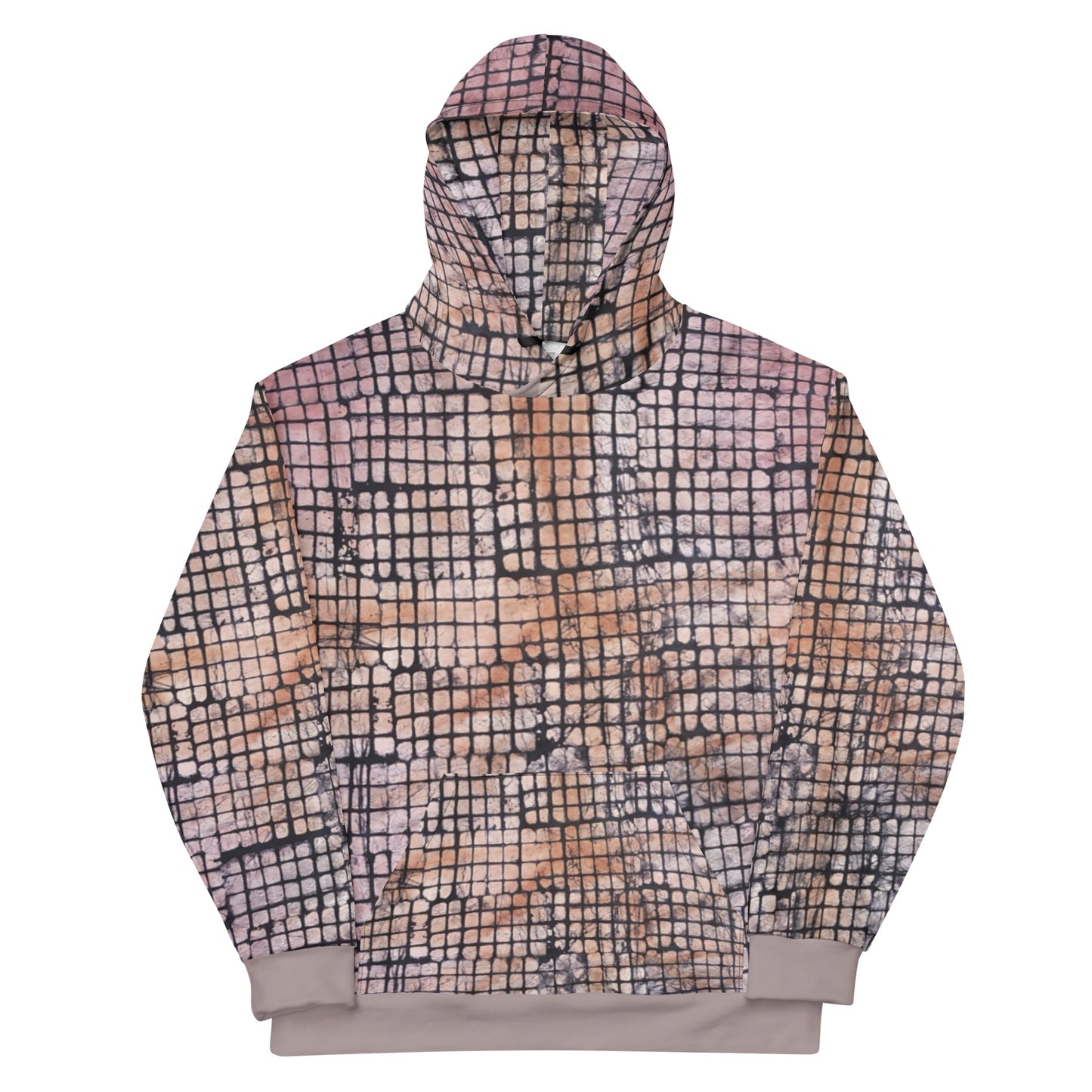 Pink Checked Adire Unisex Hoodie