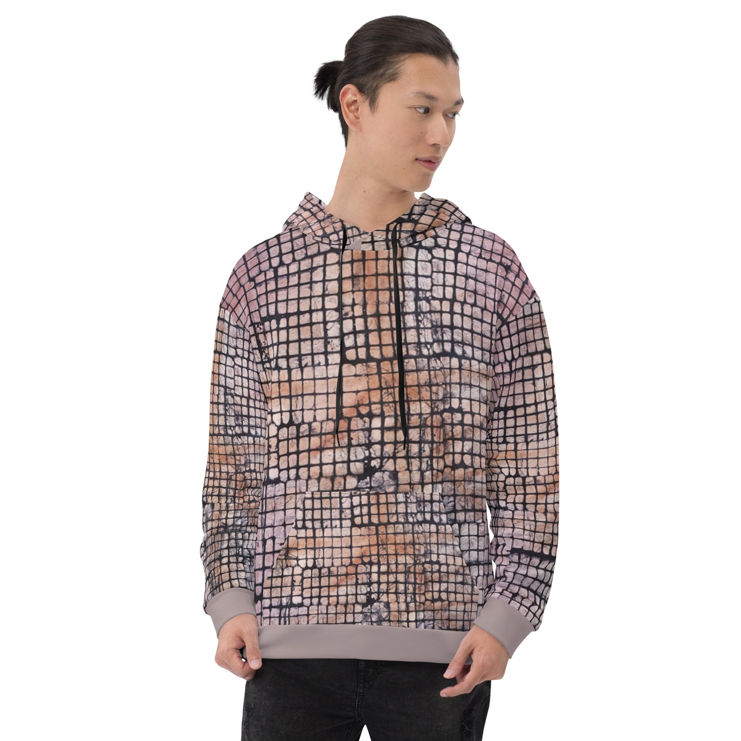 Pink Checked Adire Unisex Hoodie