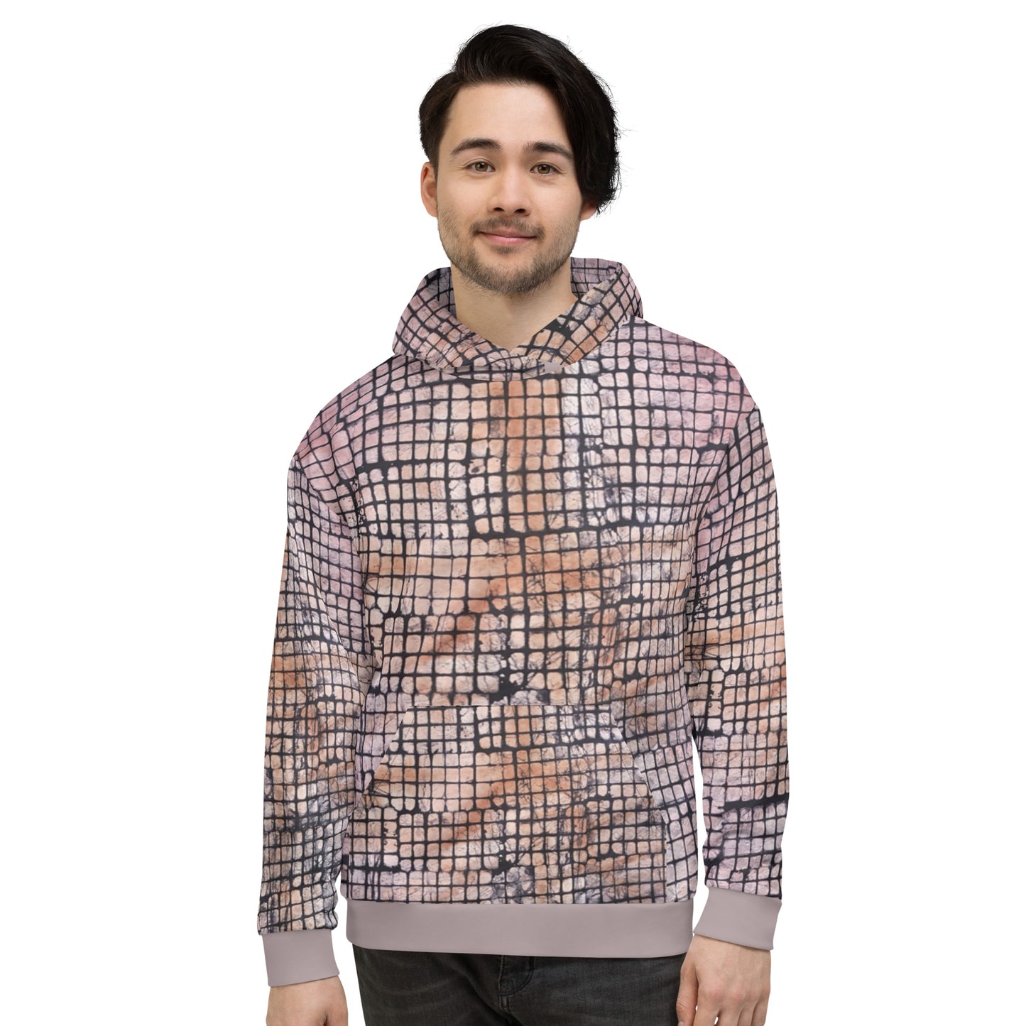 Pink Checked Adire Unisex Hoodie