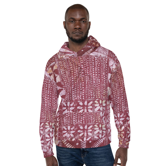 Red Traditional Adire Unisex Hoodie