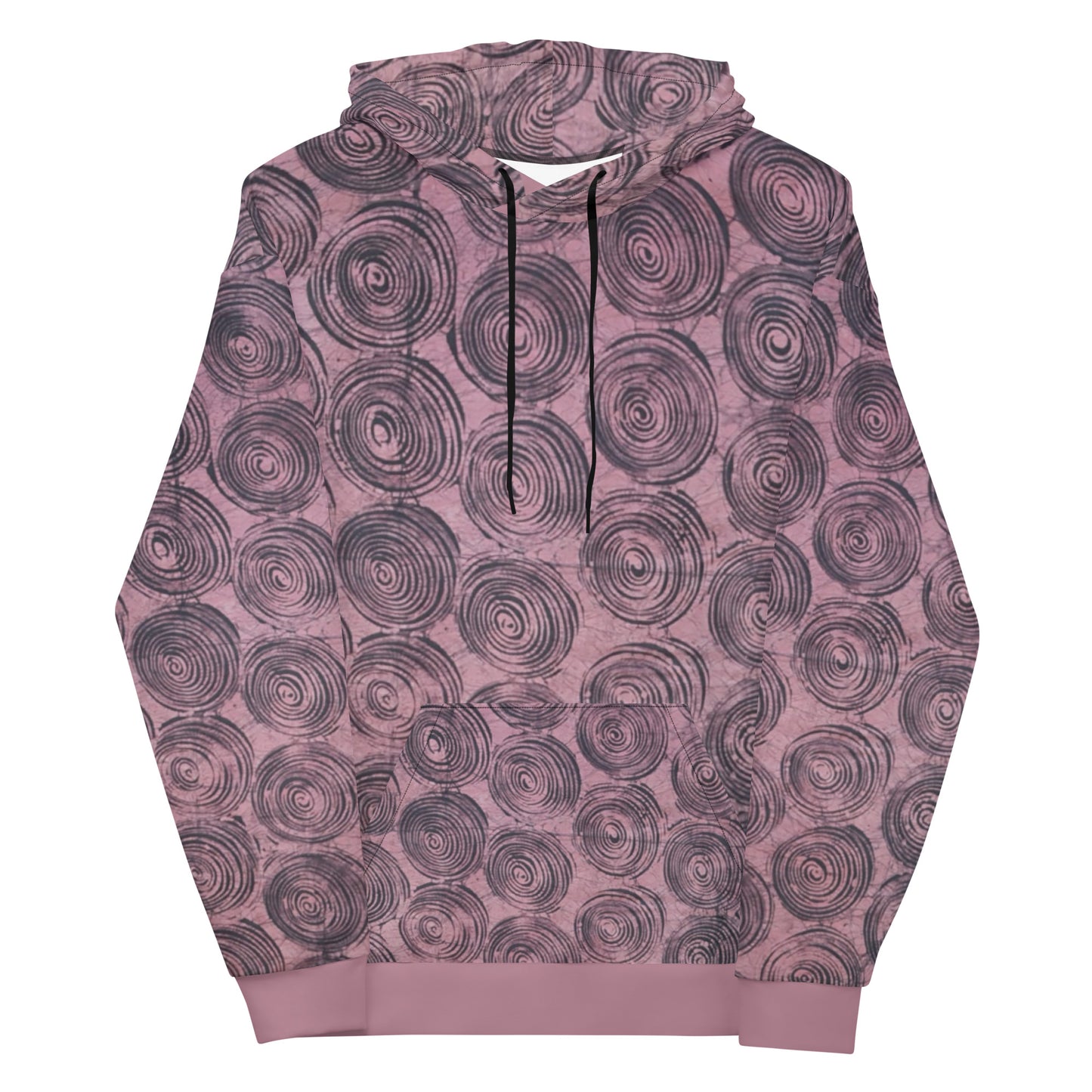 Pink & Black Swirl Adire Unisex Hoodie