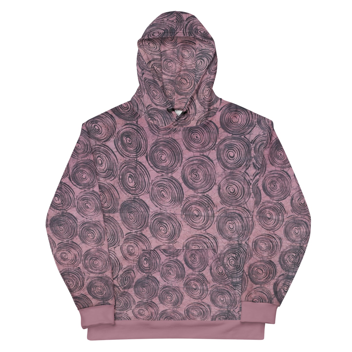 Pink & Black Swirl Adire Unisex Hoodie