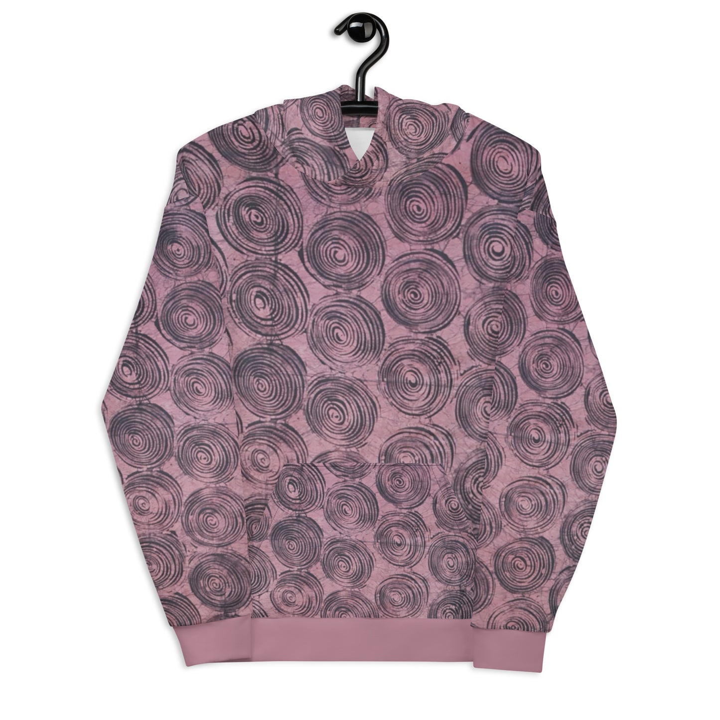 Pink & Black Swirl Adire Unisex Hoodie