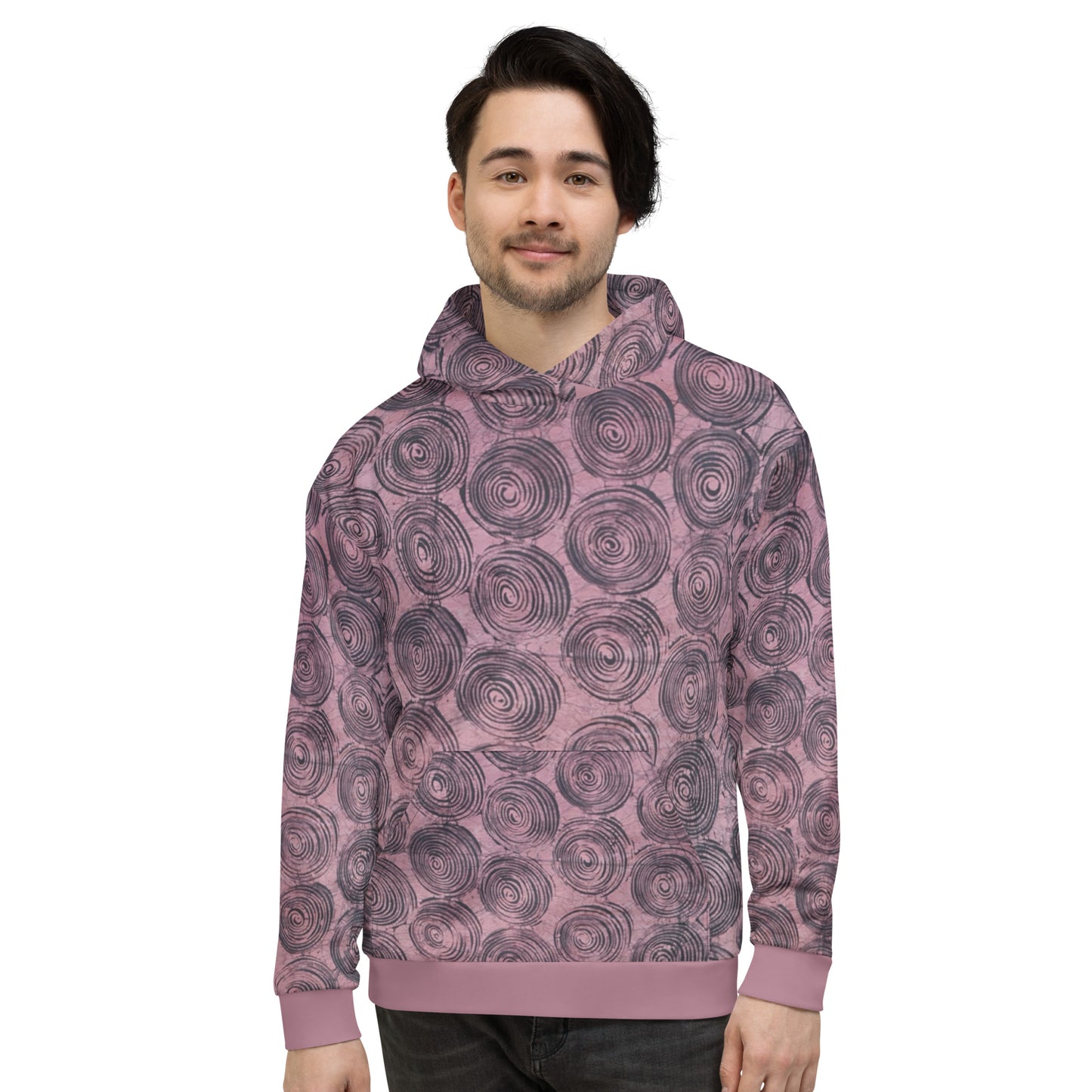 Pink & Black Swirl Adire Unisex Hoodie