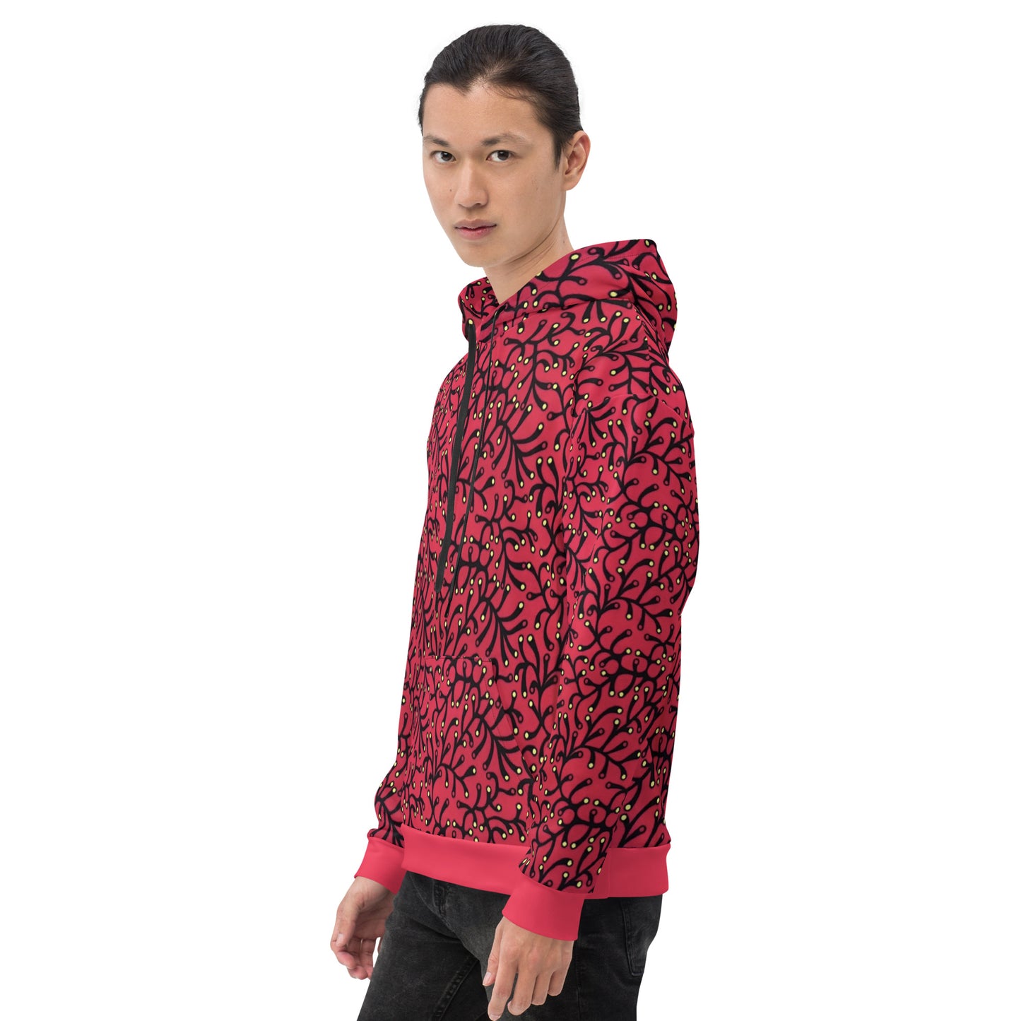 Red Dotted Ankara Unisex Hoodie