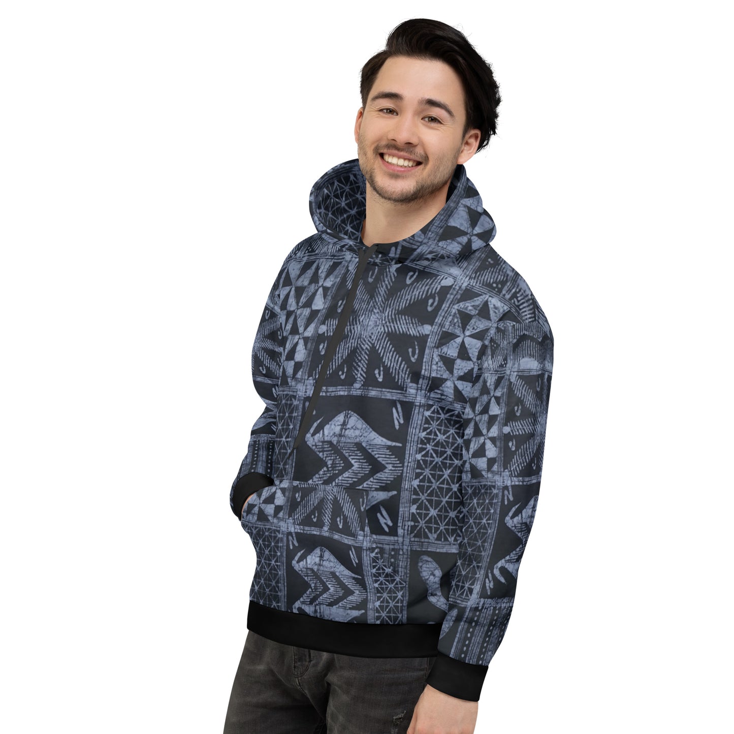 Dark Blue Adire Unisex Hoodie