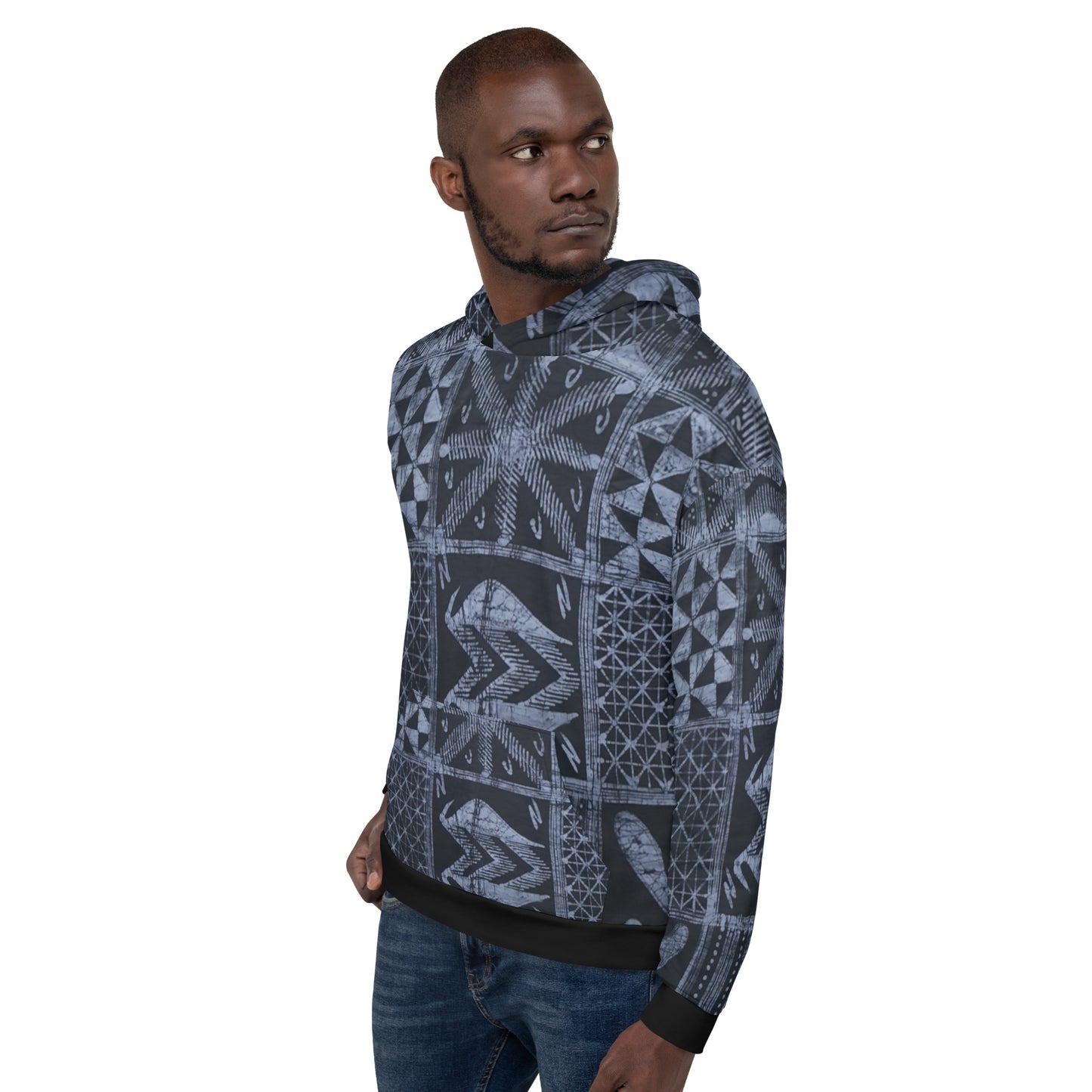 Dark Blue Adire Unisex Hoodie