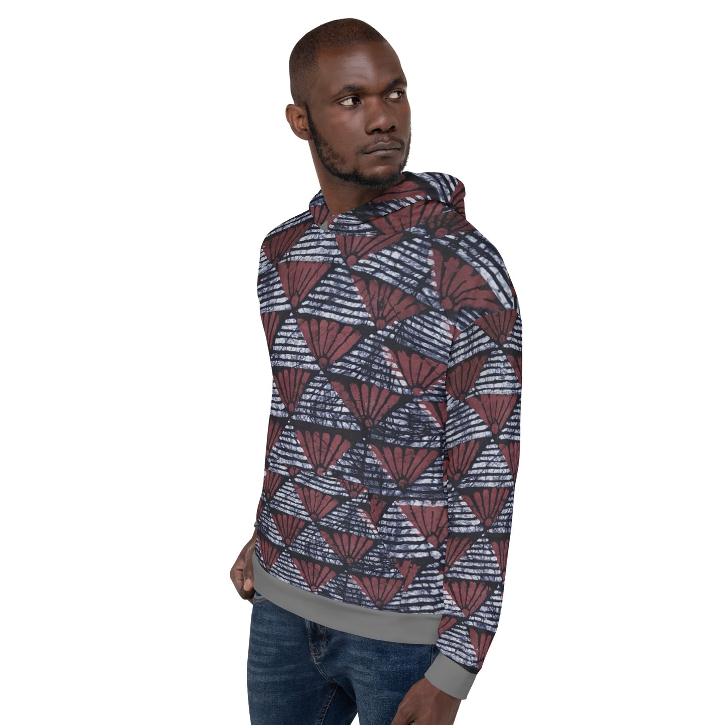 Red Black Ankara Unisex Hoodie