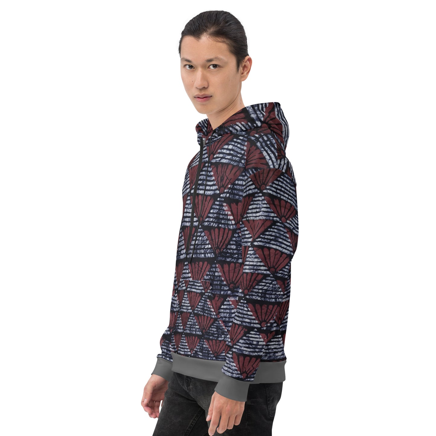 Red Black Ankara Unisex Hoodie