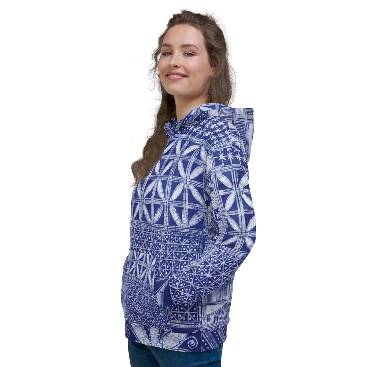 Blue African Adire Unisex Hoodie