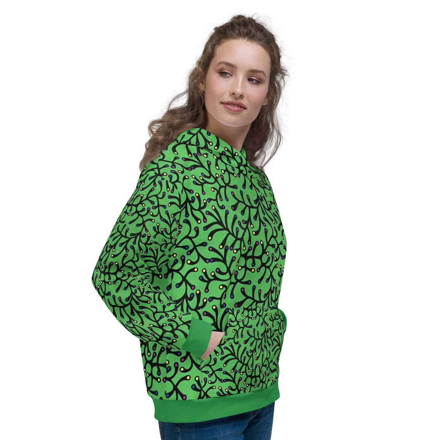 Green Dotted Ankara Unisex Hoodie