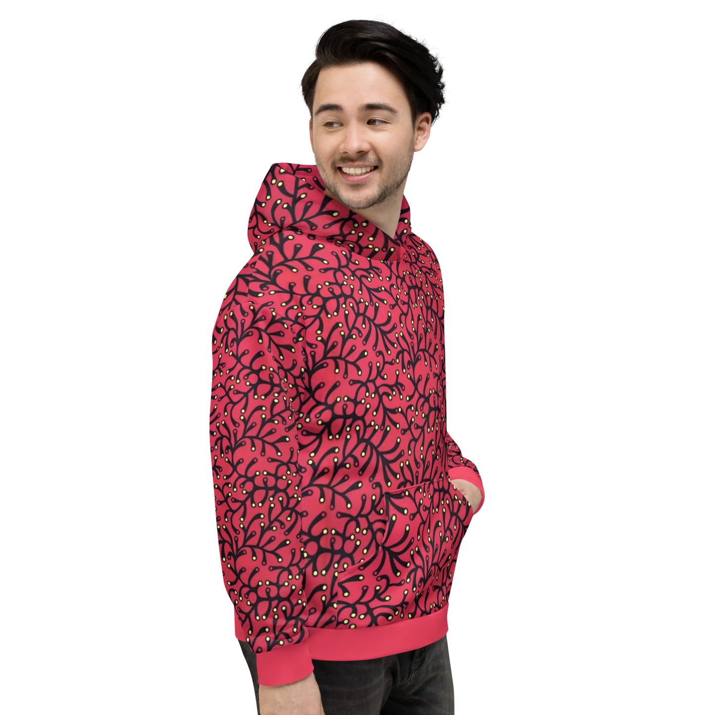 Red Dotted Ankara Unisex Hoodie