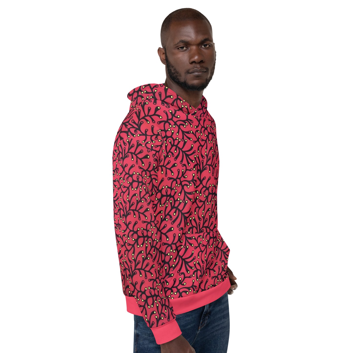 Red Dotted Ankara Unisex Hoodie