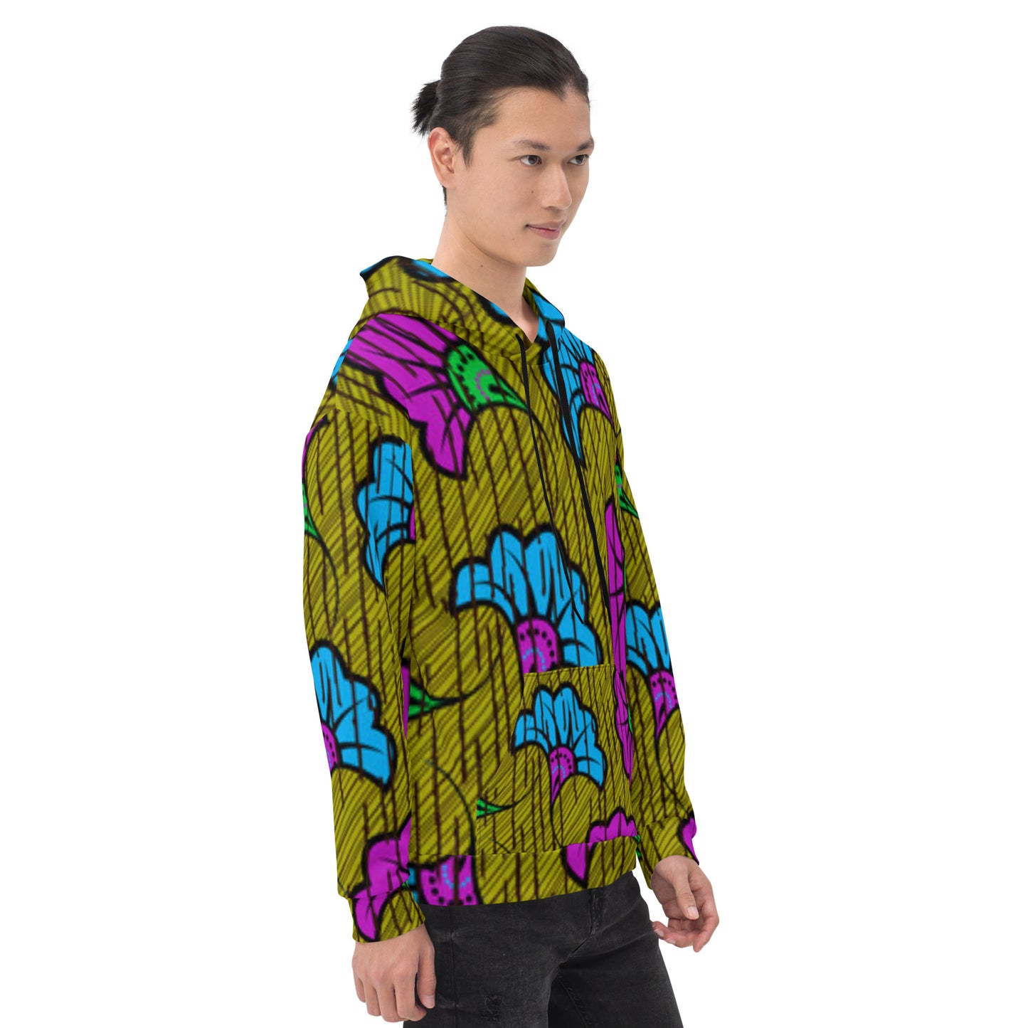 Blue Purple Floral Ankara Unisex Hoodie