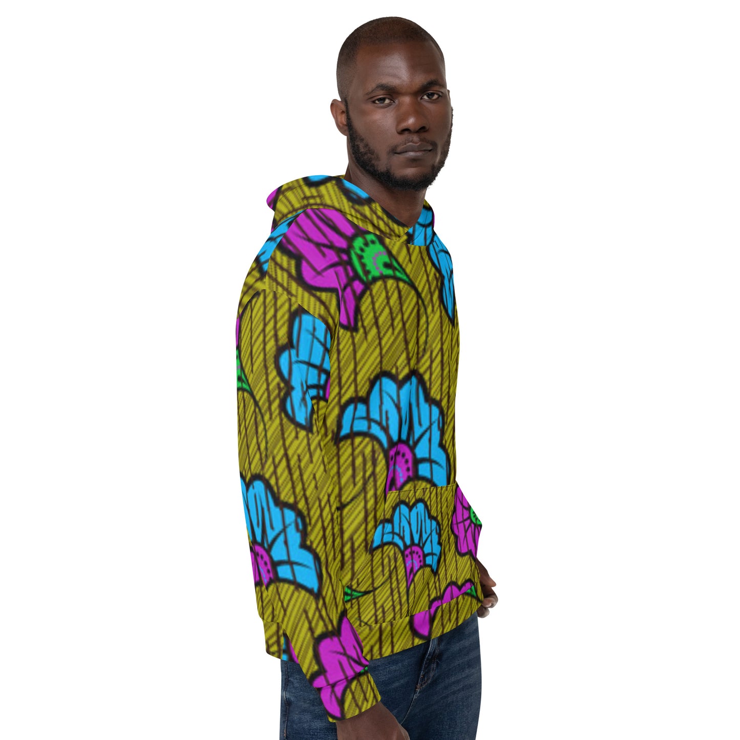 Blue Purple Floral Ankara Unisex Hoodie