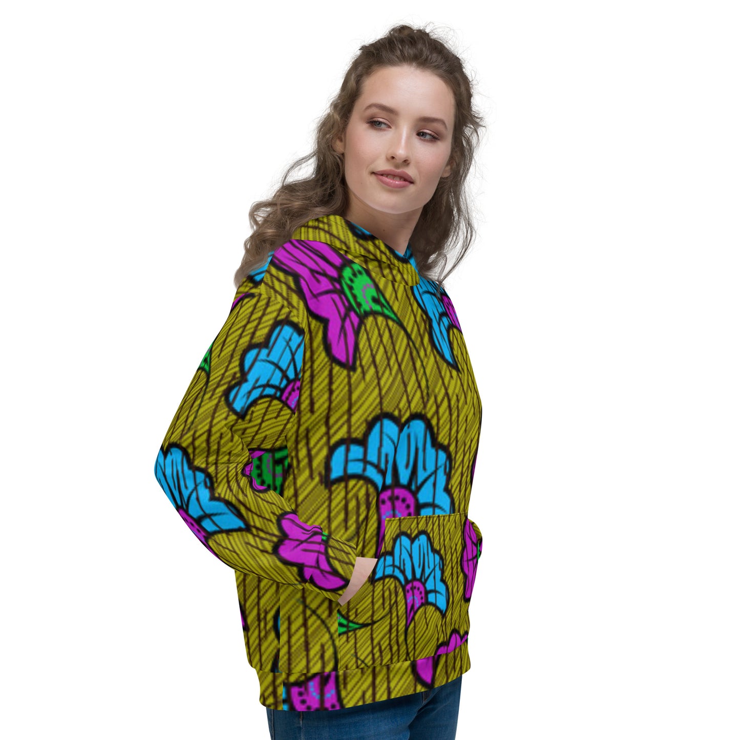 Blue Purple Floral Ankara Unisex Hoodie