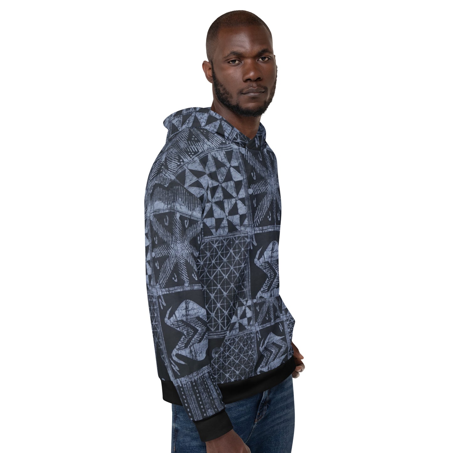 Dark Blue Adire Unisex Hoodie