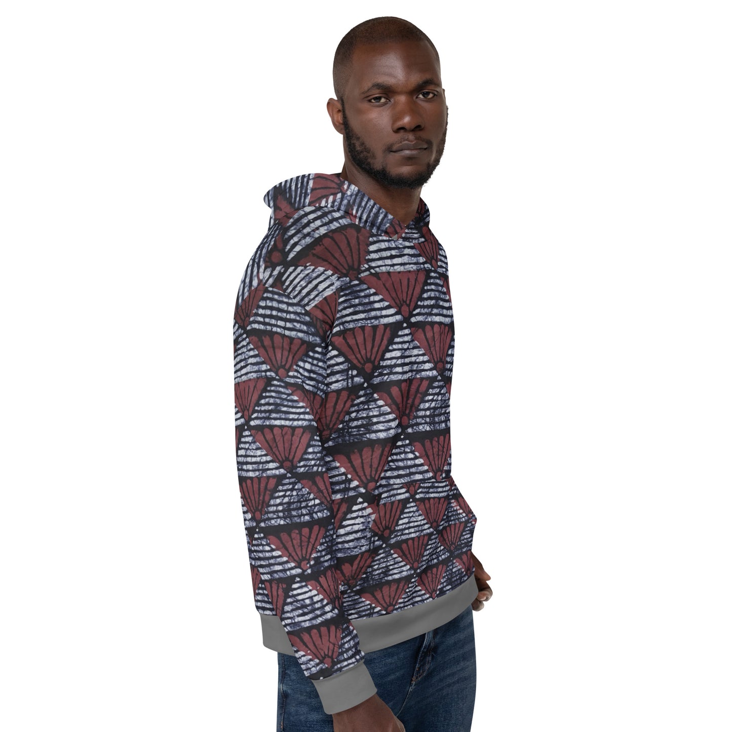 Red Black Ankara Unisex Hoodie