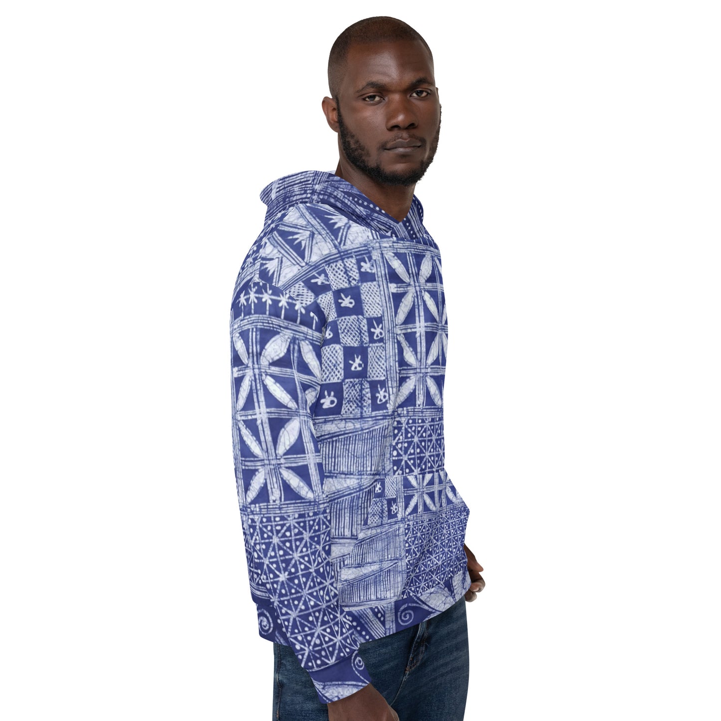 Blue African Adire Unisex Hoodie