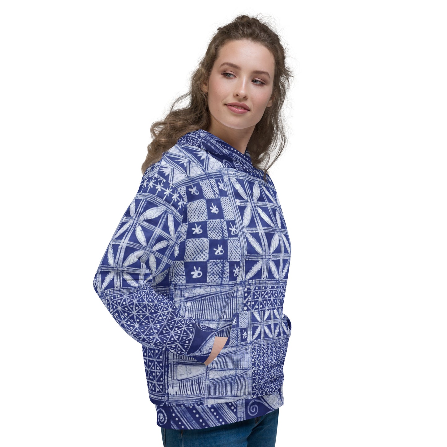 Blue African Adire Unisex Hoodie