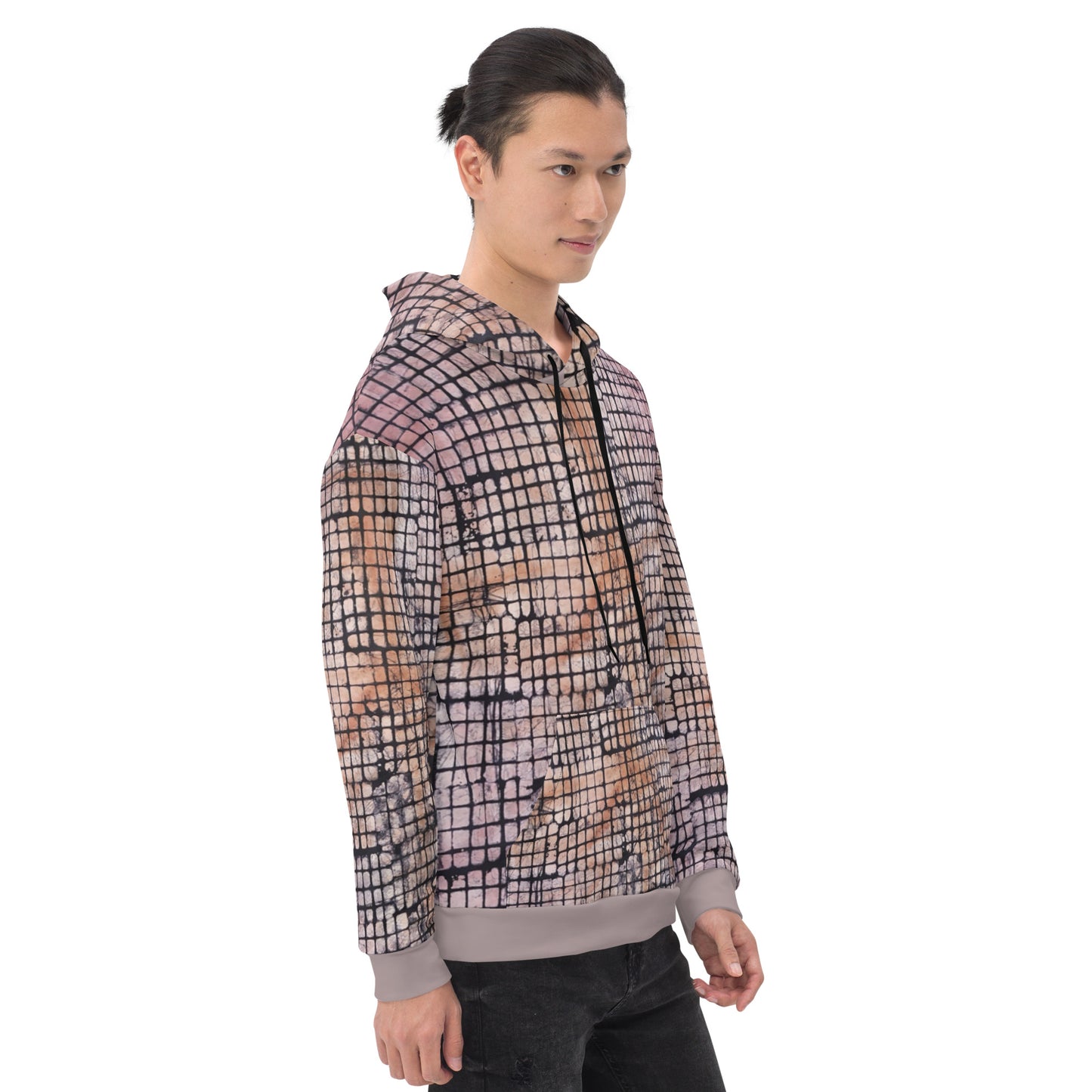 Pink Checked Adire Unisex Hoodie