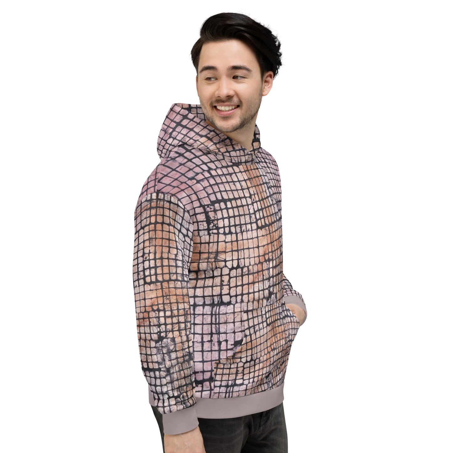 Pink Checked Adire Unisex Hoodie