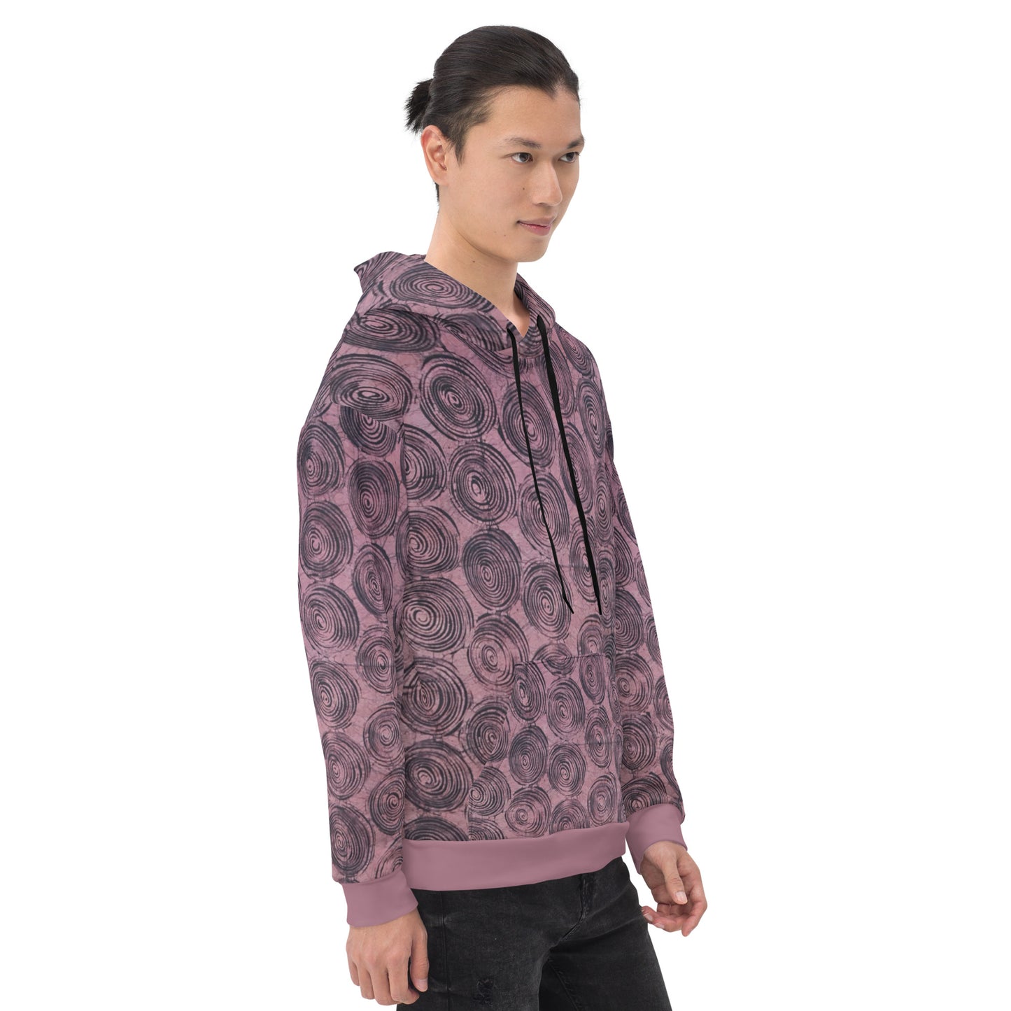 Pink & Black Swirl Adire Unisex Hoodie