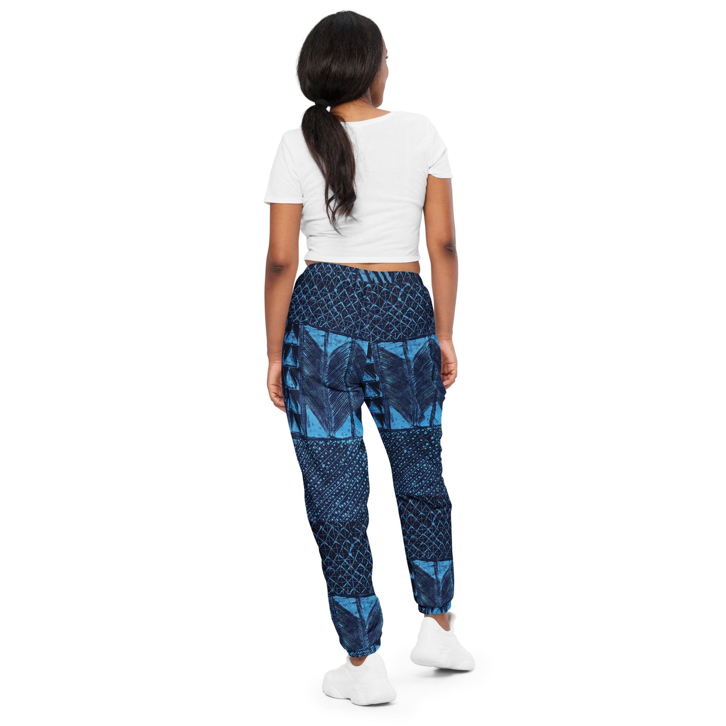 Black And Turquoise Shapes Adire Unisex Track Pants