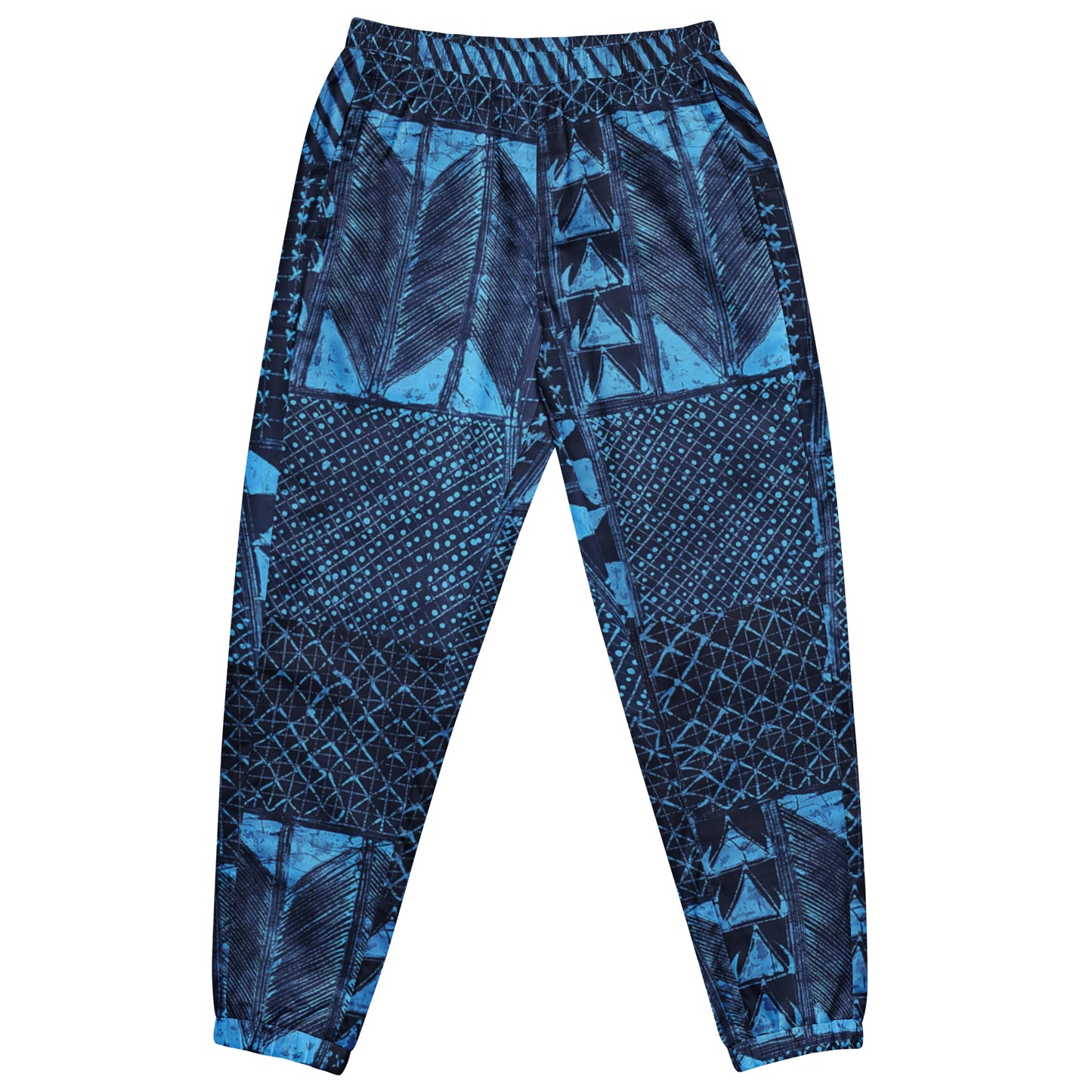 Black And Turquoise Shapes Adire Unisex Track Pants