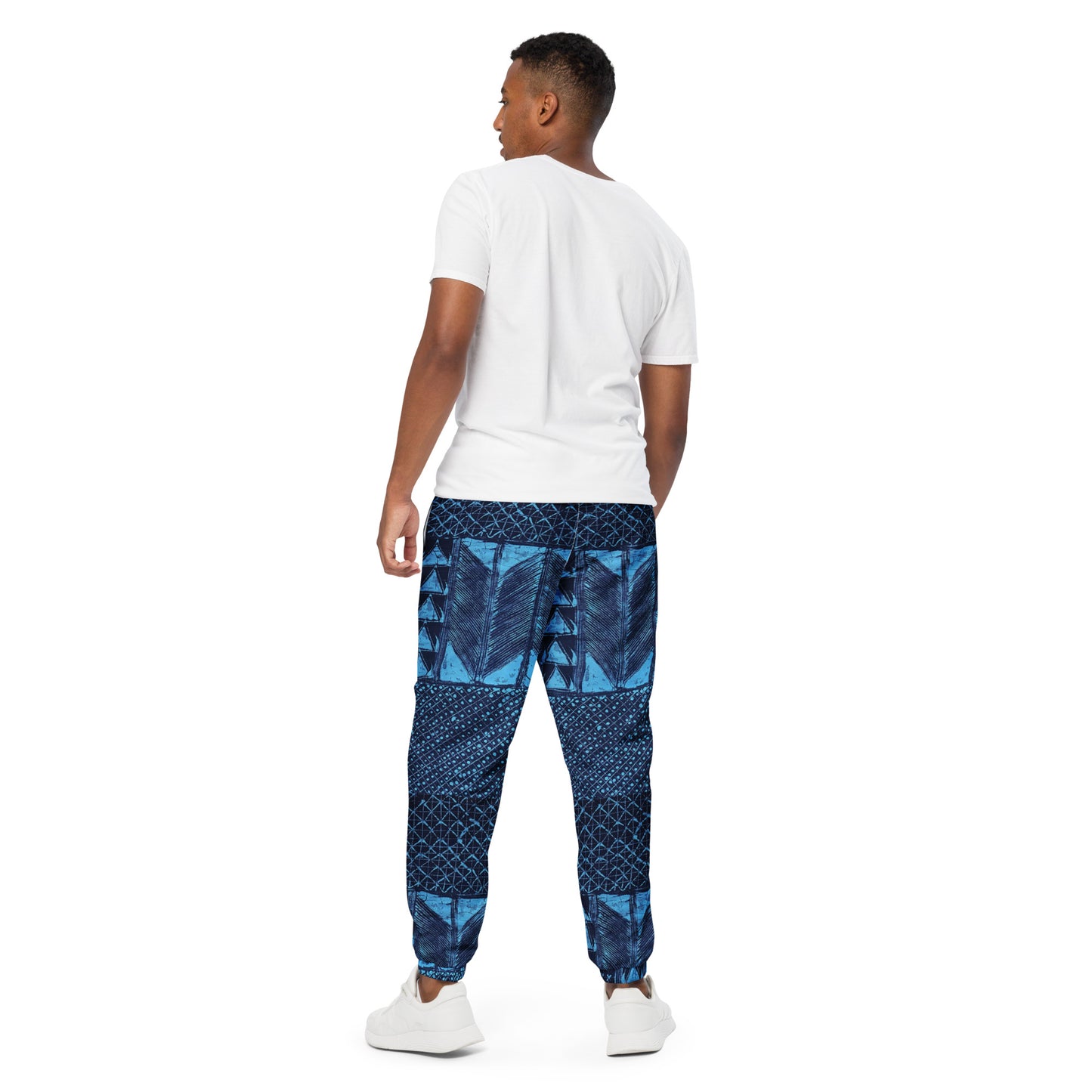 Black And Turquoise Shapes Adire Unisex Track Pants