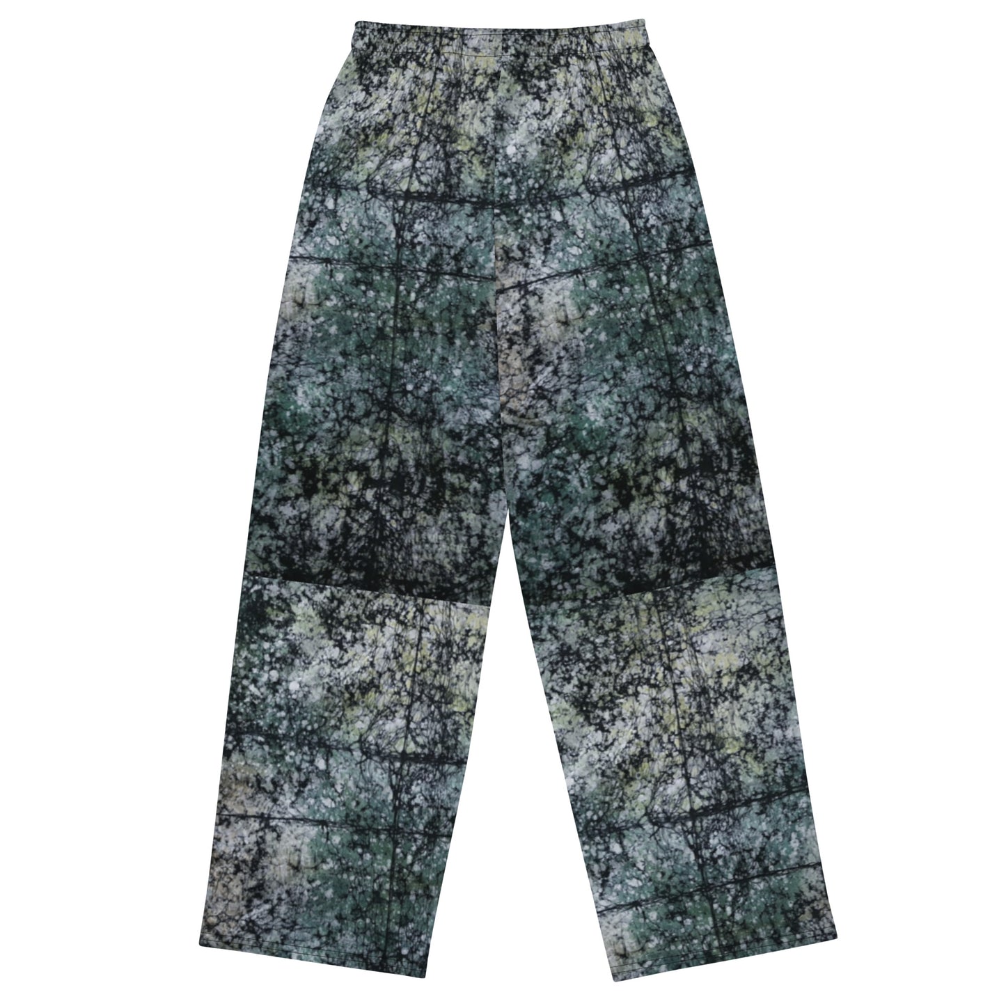 Dark Green Adire Unisex Wide-Leg Pants