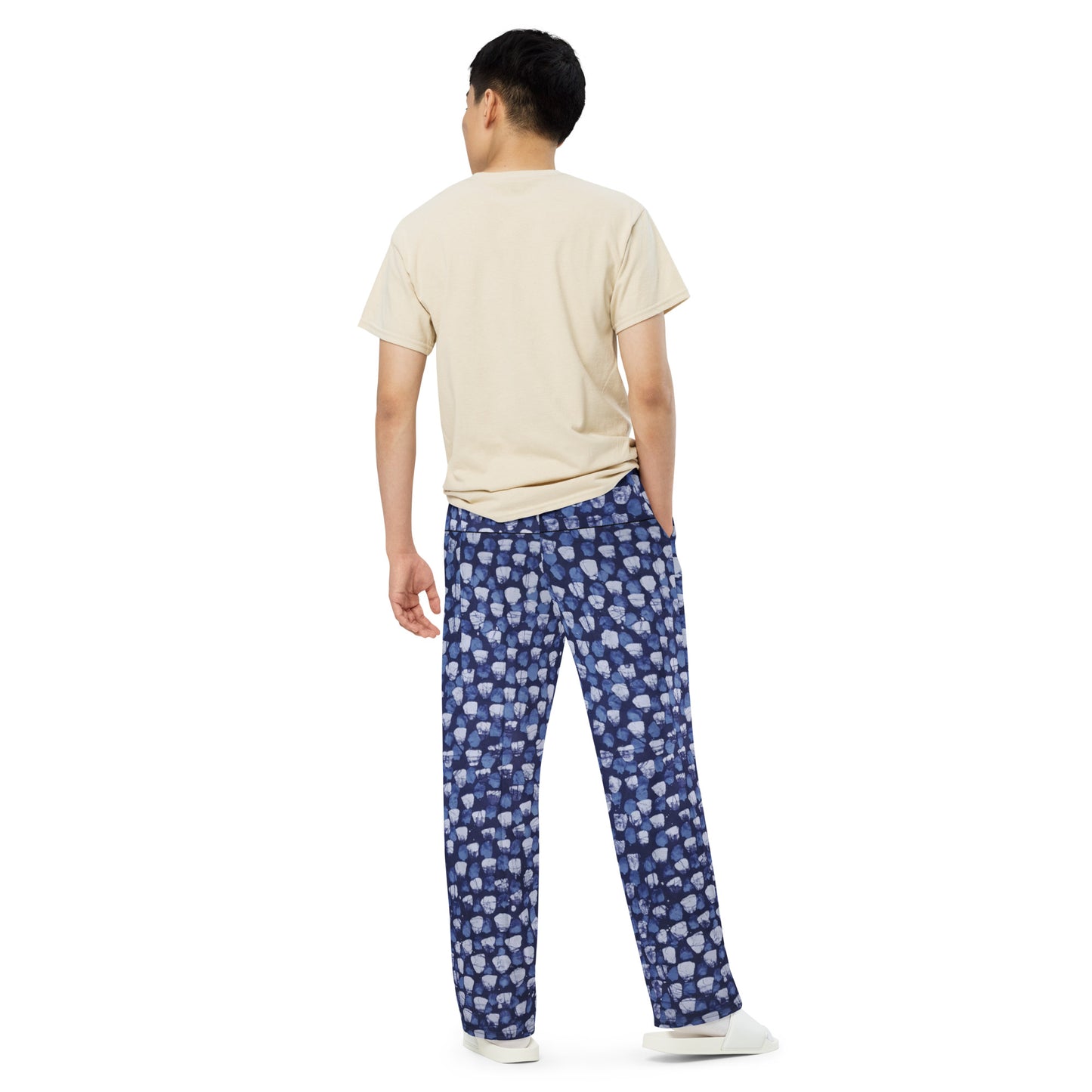 Blue Dotted Adire Unisex Wide-Leg Pants