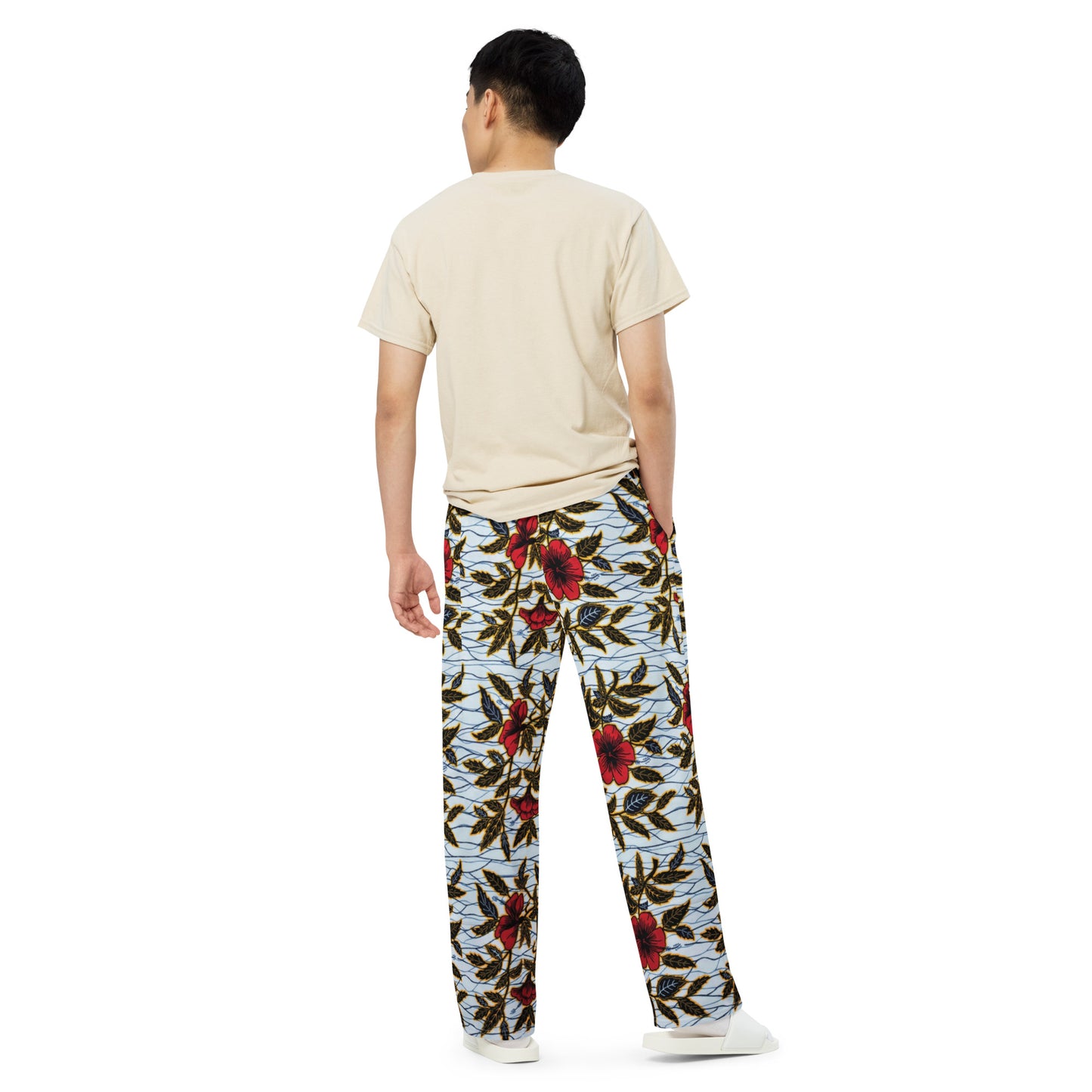 Hibiscus & Leaves Ankara Unisex Wide-Leg Pants