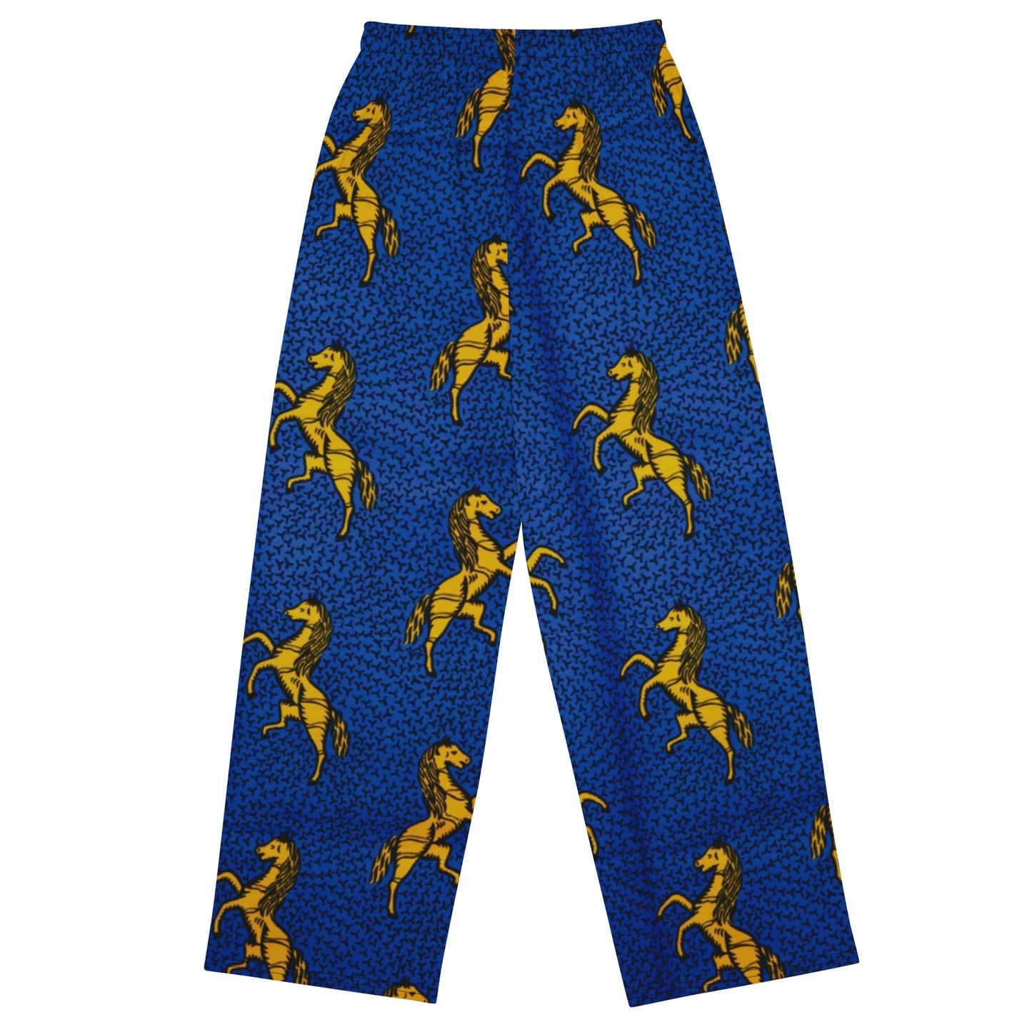 Yellow Horses On Blue Ankara Unisex Wide-Leg Pants