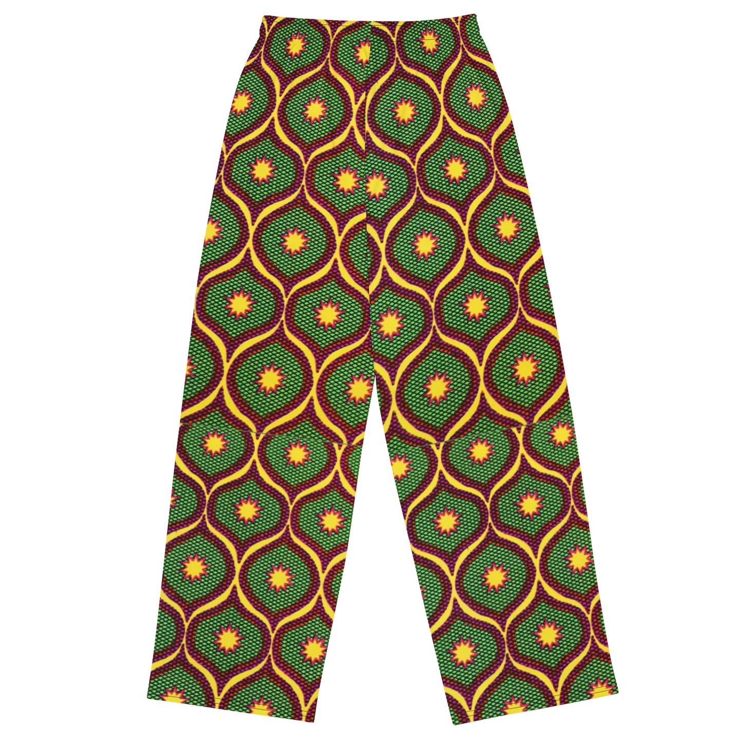 Yellow Green Ankara Unisex Wide-Leg Pants