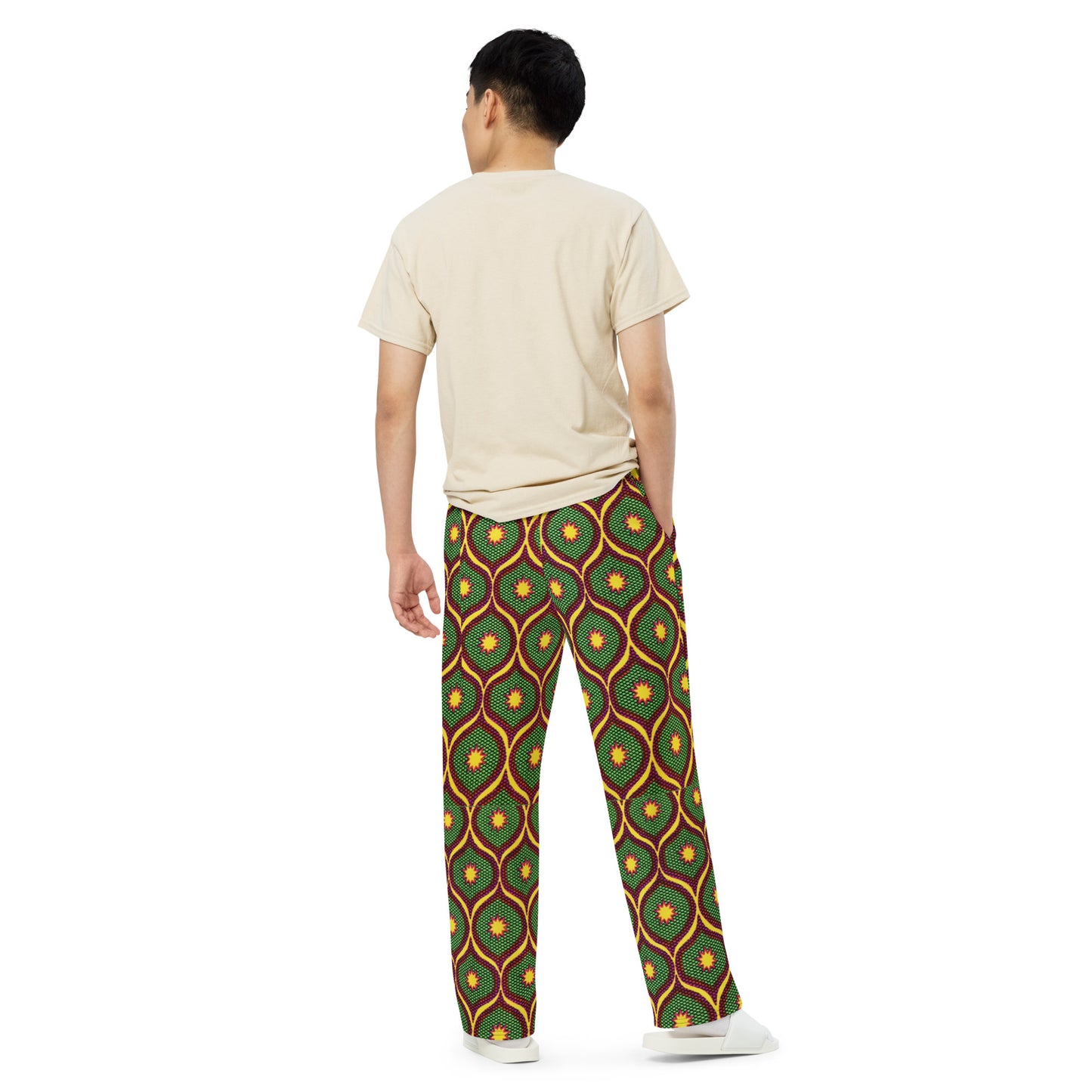 Yellow Green Ankara Unisex Wide-Leg Pants