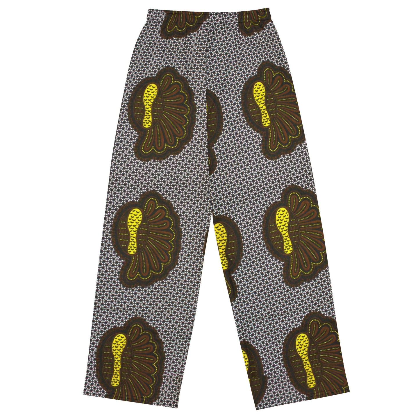 Yellow Brown Shell Ankara Unisex Wide-Leg Pants