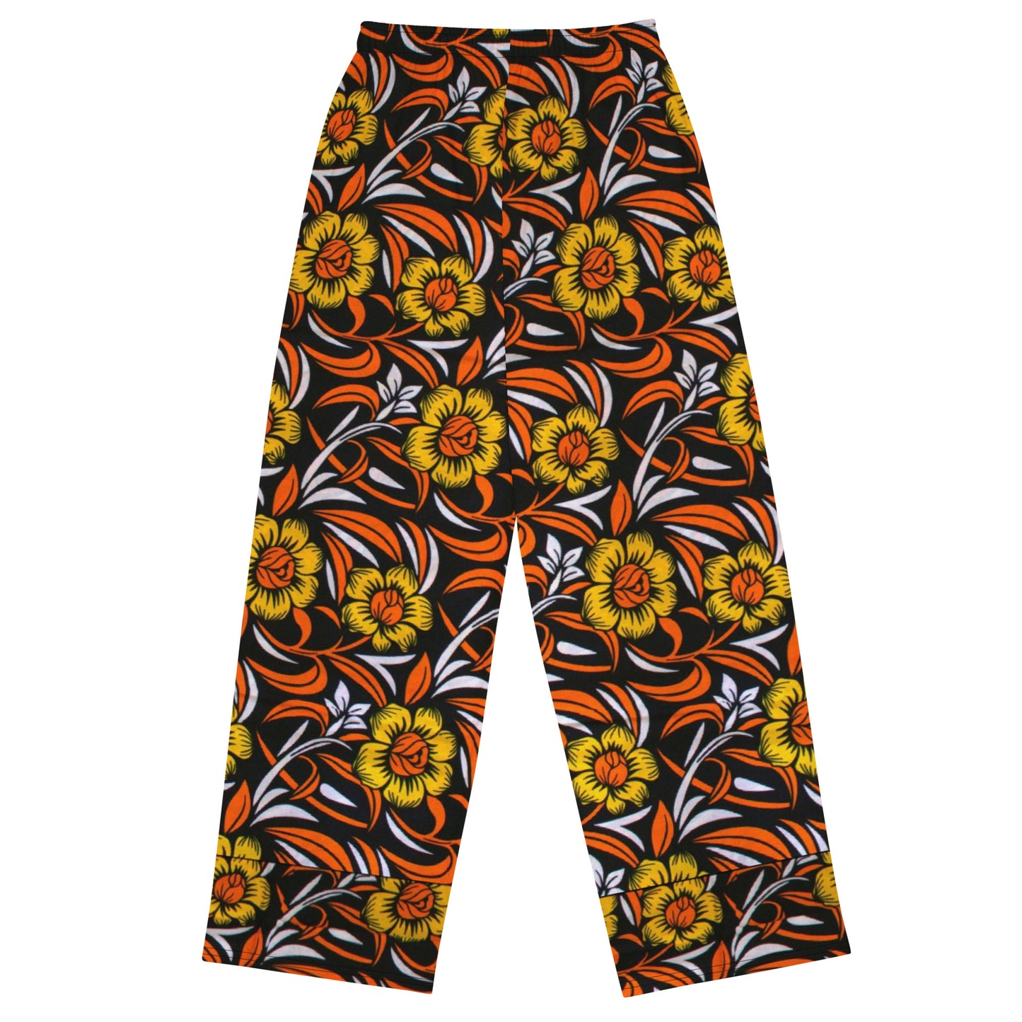 Yellow & Orange Floral Ankara Unisex Wide-Leg Pants