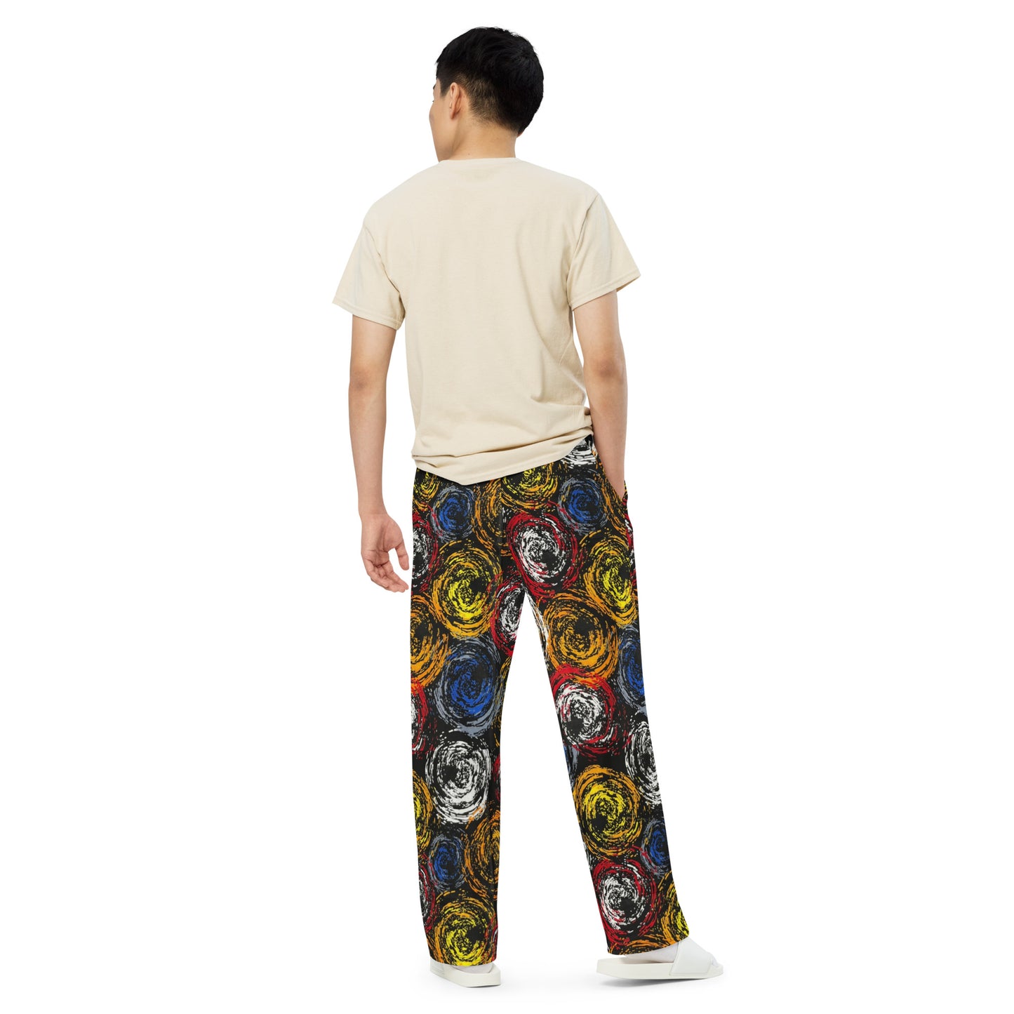 Vibrant Colourful Swirls Ankara Unisex Wide-Leg Pants