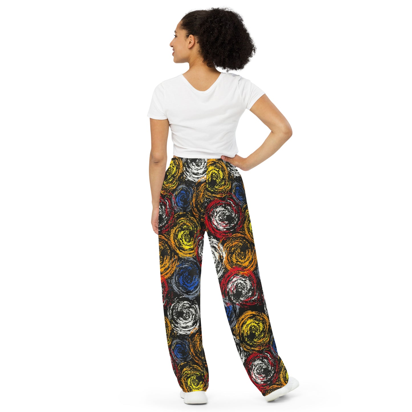 Vibrant Colourful Swirls Ankara Unisex Wide-Leg Pants