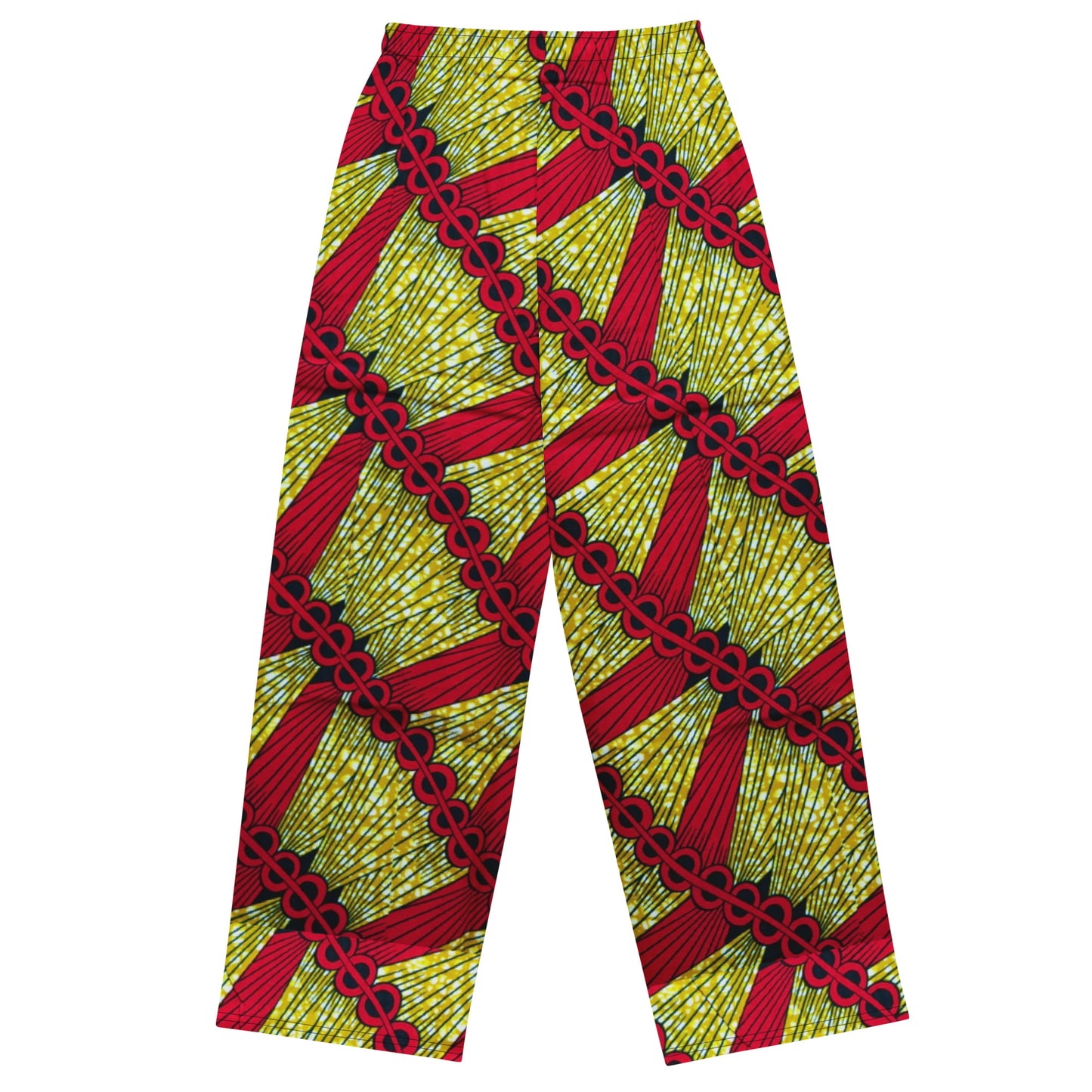 Red On Lime Green Ankara Unisex Wide-Leg Pants