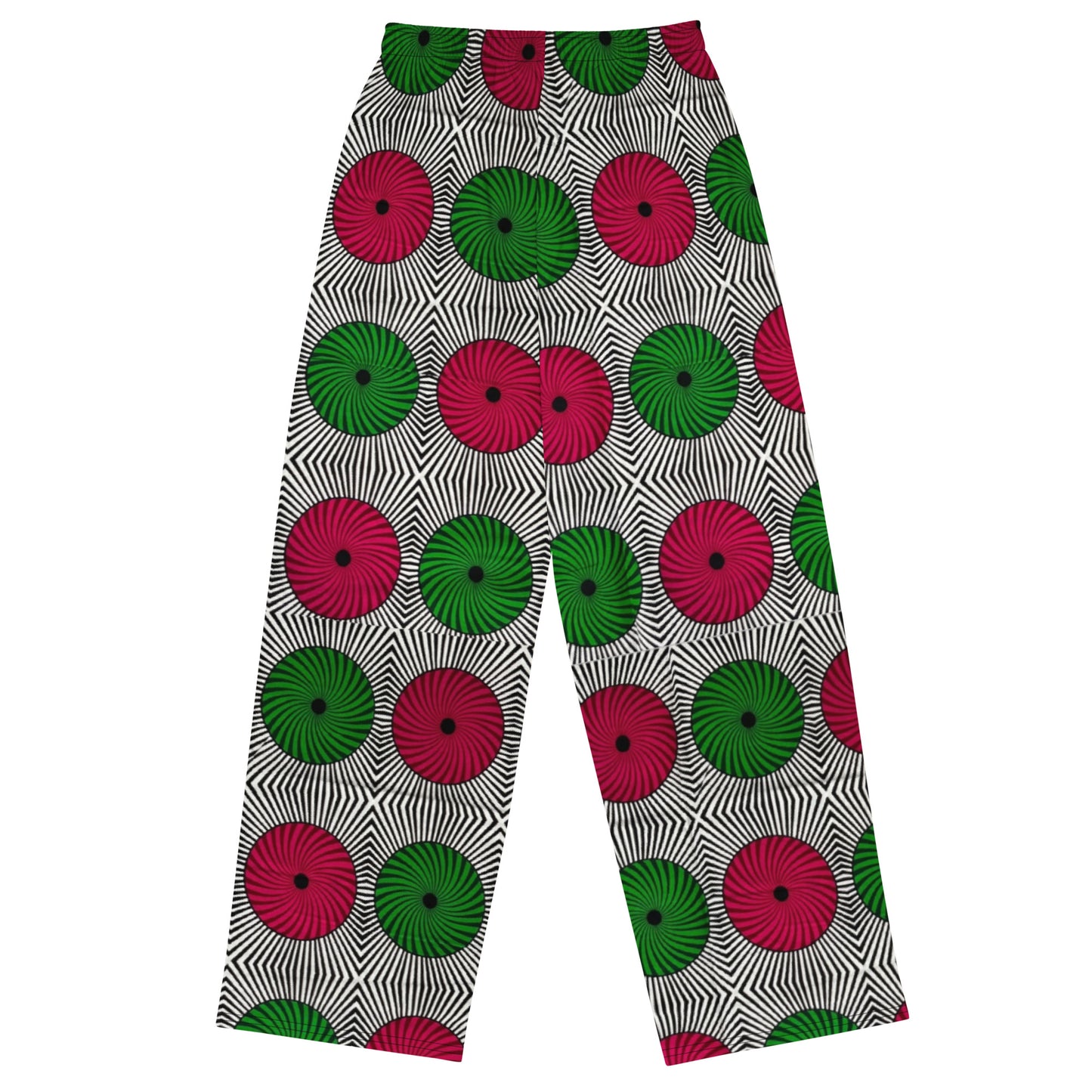 Red Green Mandela Ankara Unisex Wide-Leg Pants