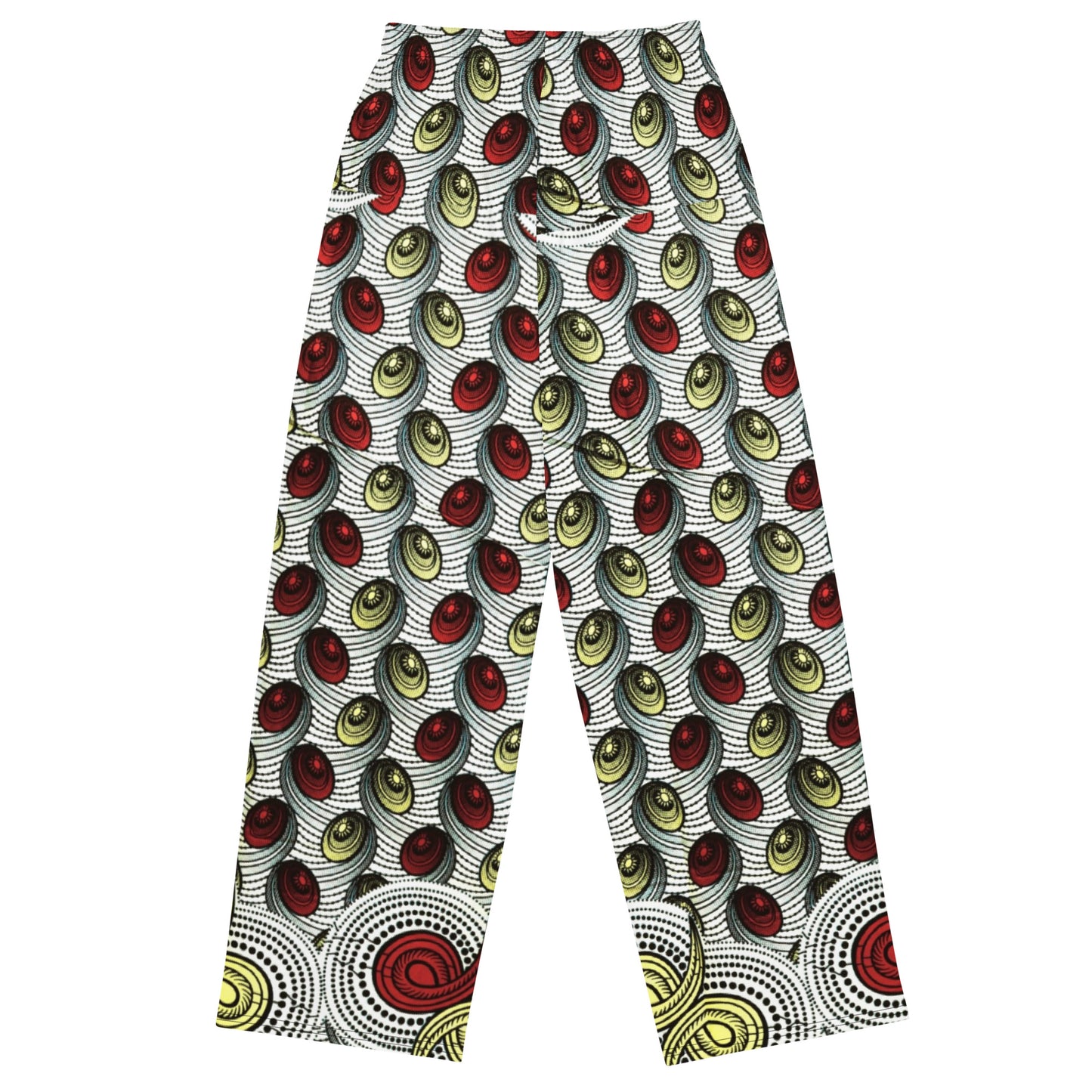 Red & Pale Yellow Ovals Ankara Unisex Wide-Leg Pants