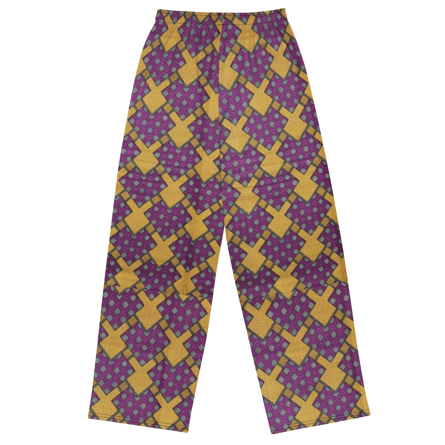 Purple Yellow Shapes Ankara Unisex Wide-Leg Pants