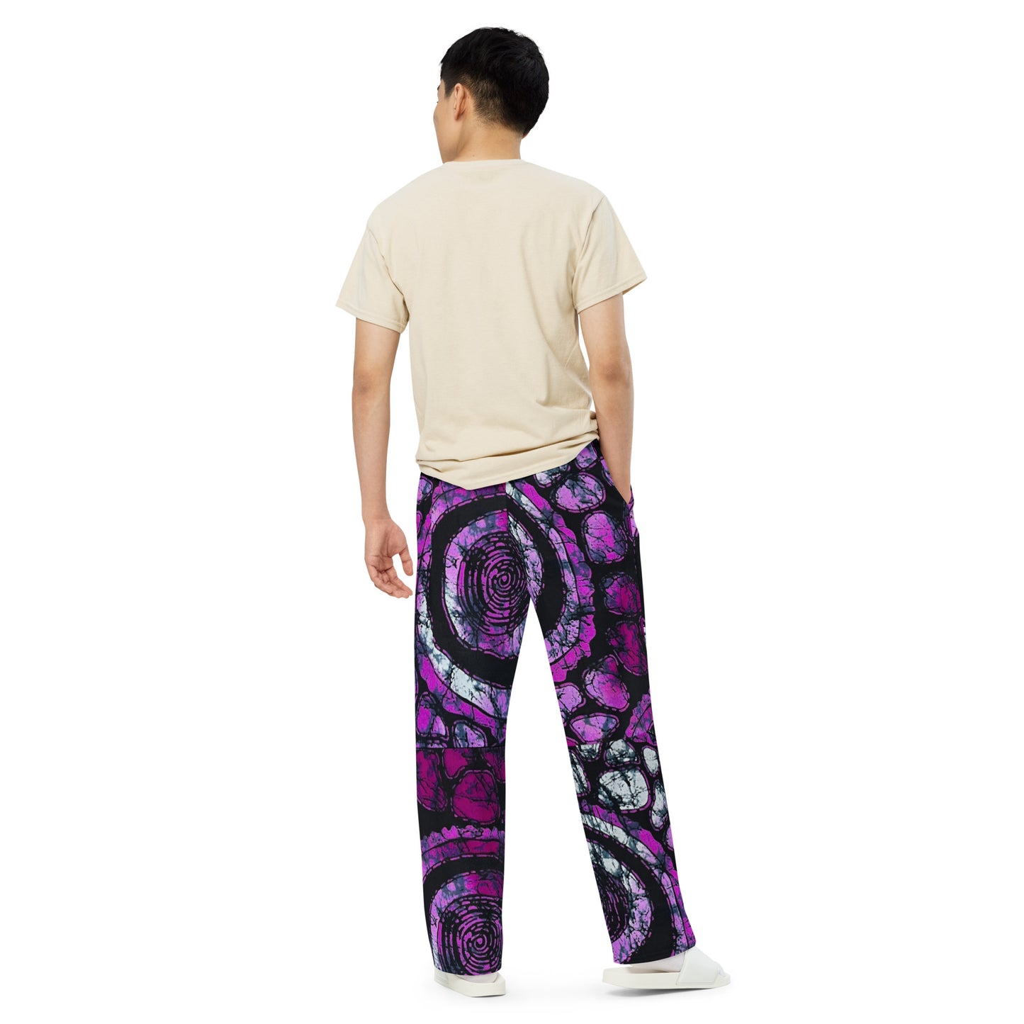 Purple & Black Ankara Unisex Wide-Leg Pants