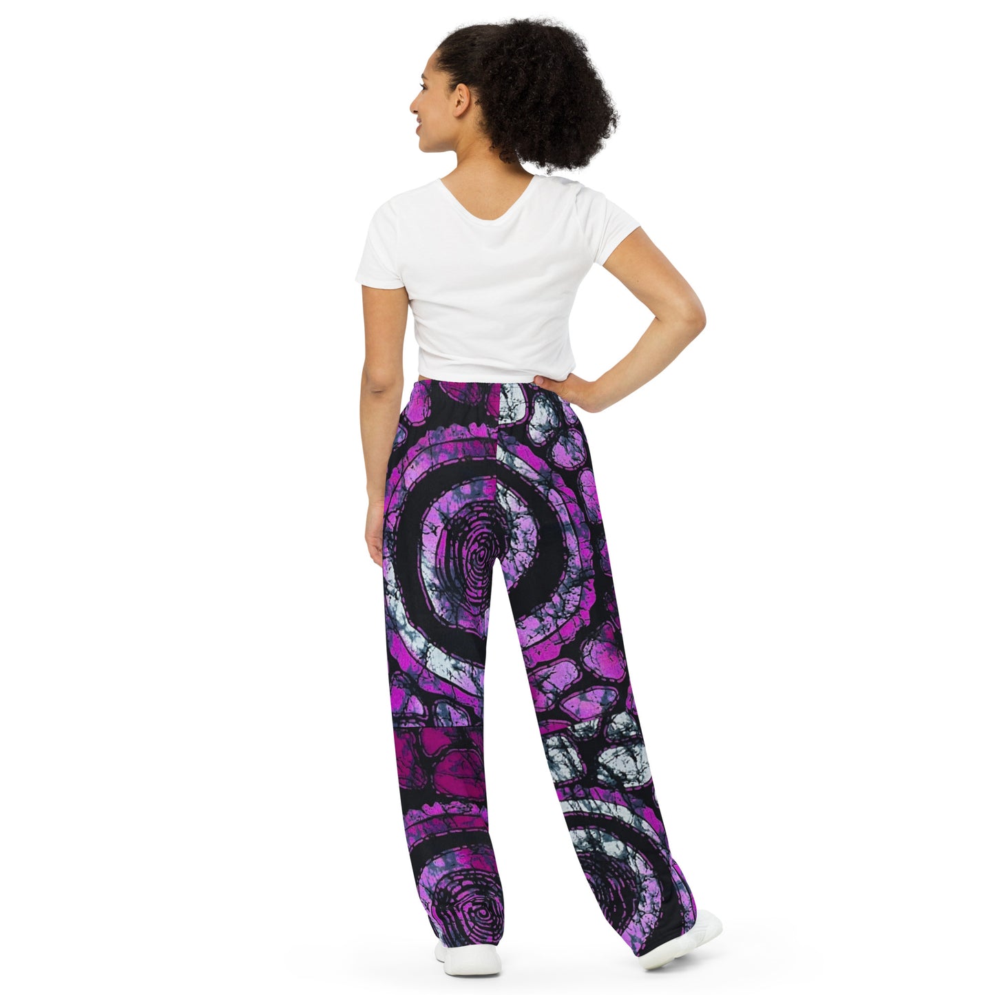 Purple & Black Ankara Unisex Wide-Leg Pants